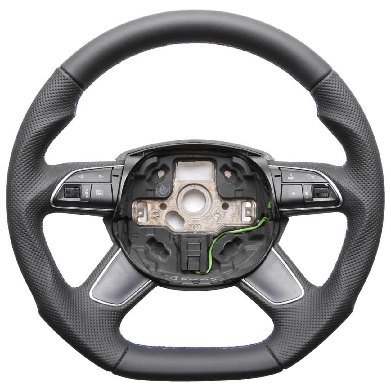 Audi Lenkrad A3 A4 A6 A8 Q3 Q5 Abgeflacht Kombibezug Naht blau