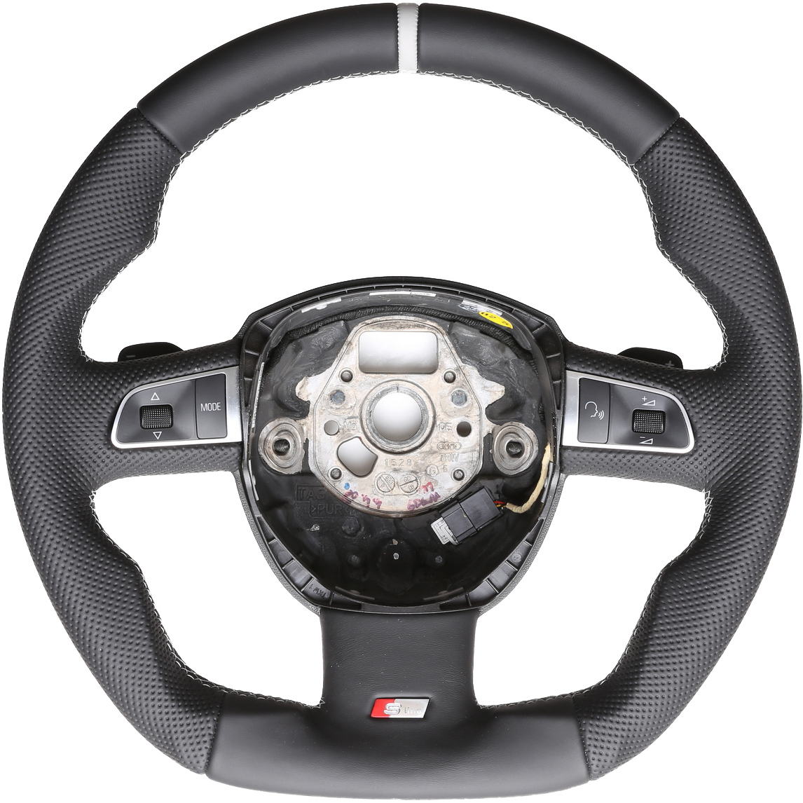 Audi Lenkrad  A3 A4 A6 A8 Q5 Q7 Abgeflacht NEU Kombibezug 12 Uhr Markierung silber Naht silber