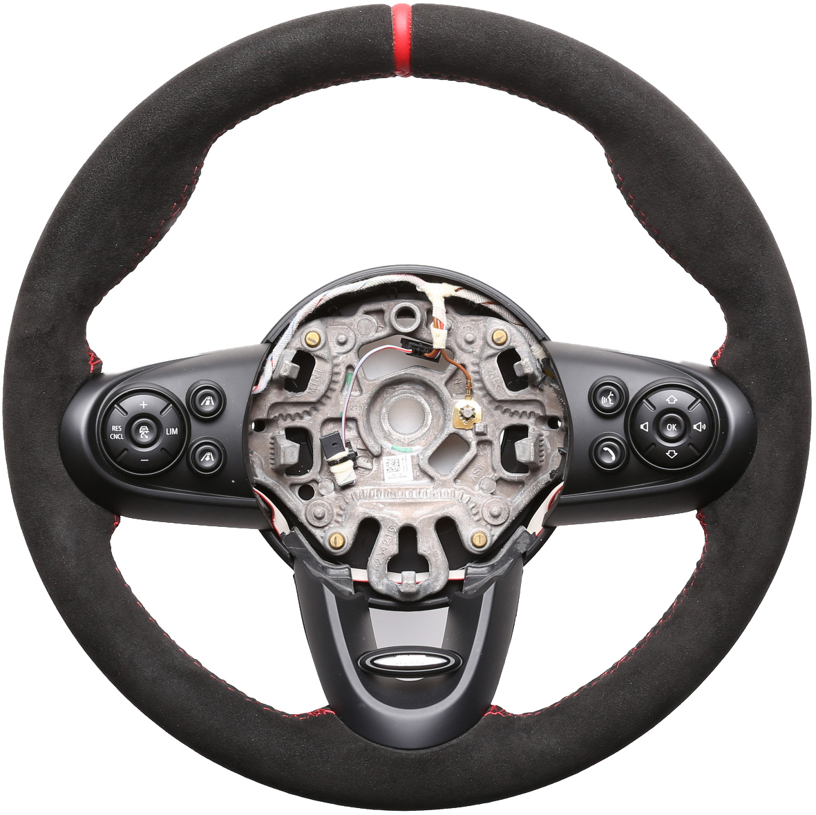 Mini Lenkrad One Cabrio F55 F56 F57 Alcantara 12 Uhr Markierung rot Naht rot