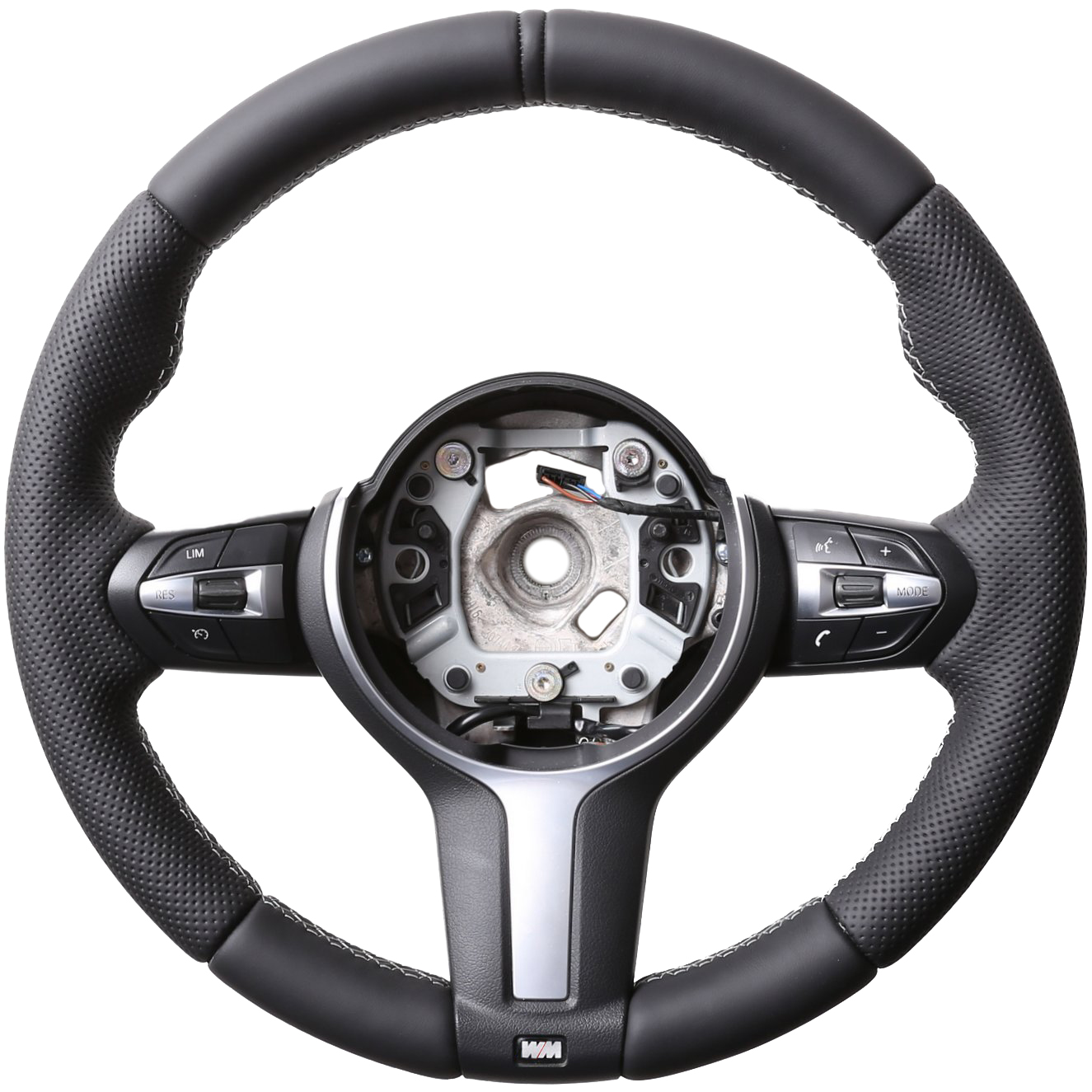 BMW Lenkrad  F01 F02 F07 F10 F11 F12 F13 Kombibezug 12 Uhr Markierung schwarz Naht silber