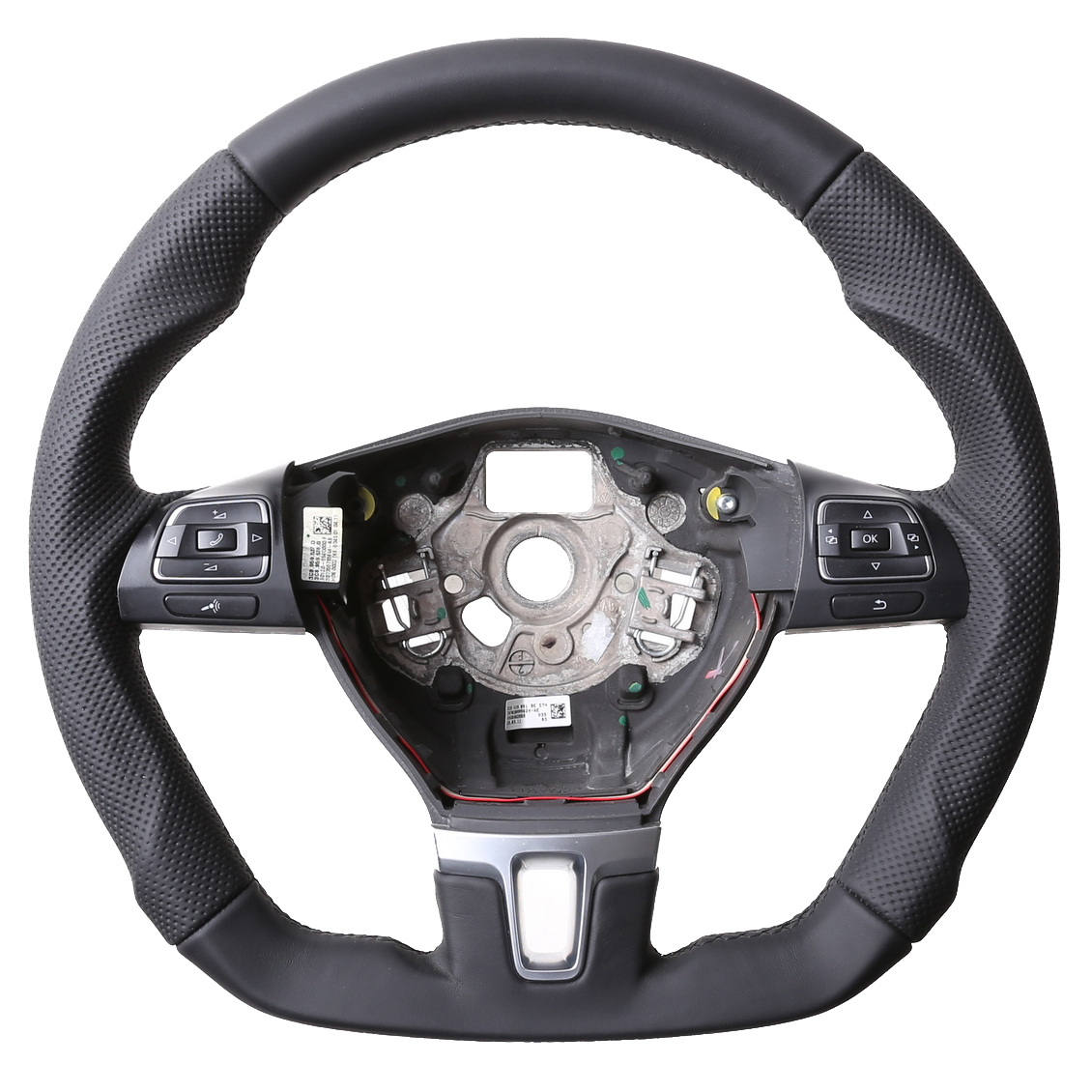 VW Lenkrad Golf 6 Caddy Tiguan Touran T5 Passat 3C Amarok Abgeflacht Kombibezug Naht schwarz