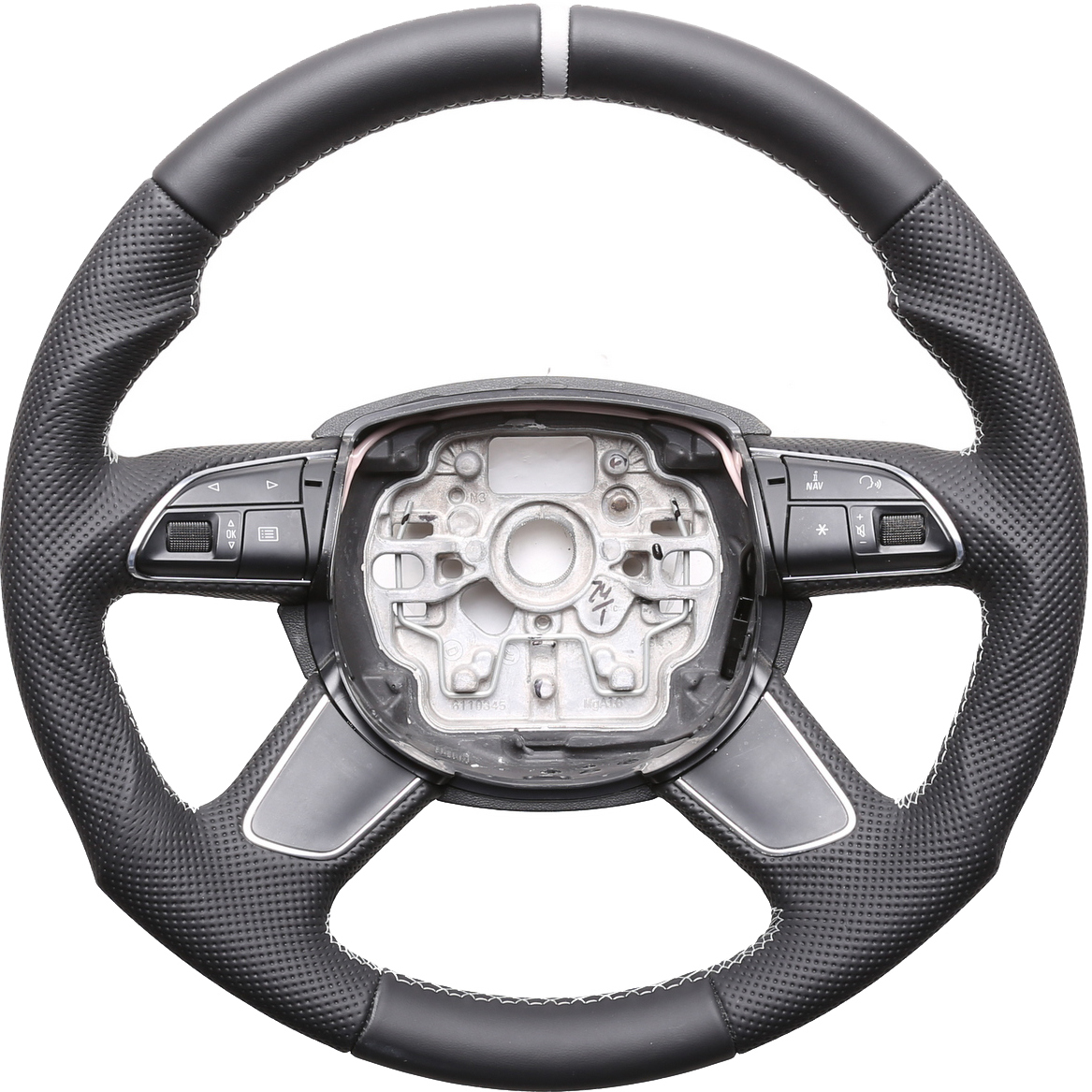 Audi Lenkrad A3 A4 A6 A8 Q3 Q5 Tuning Kombibezug 12 Uhr Markierung Naht silber