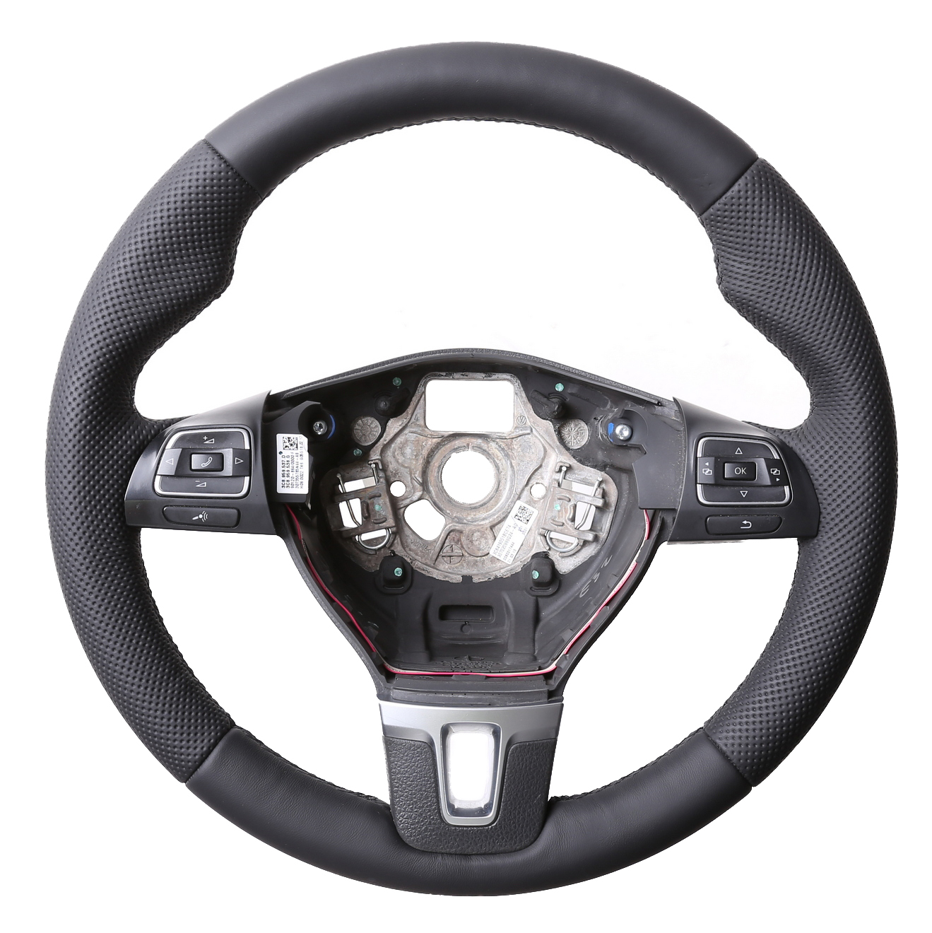 VW Lenkrad T5 Passat 3C Golf 6 Amarok Daumenauflagen Kombibezug Naht schwarz Inkl. Moosgummi