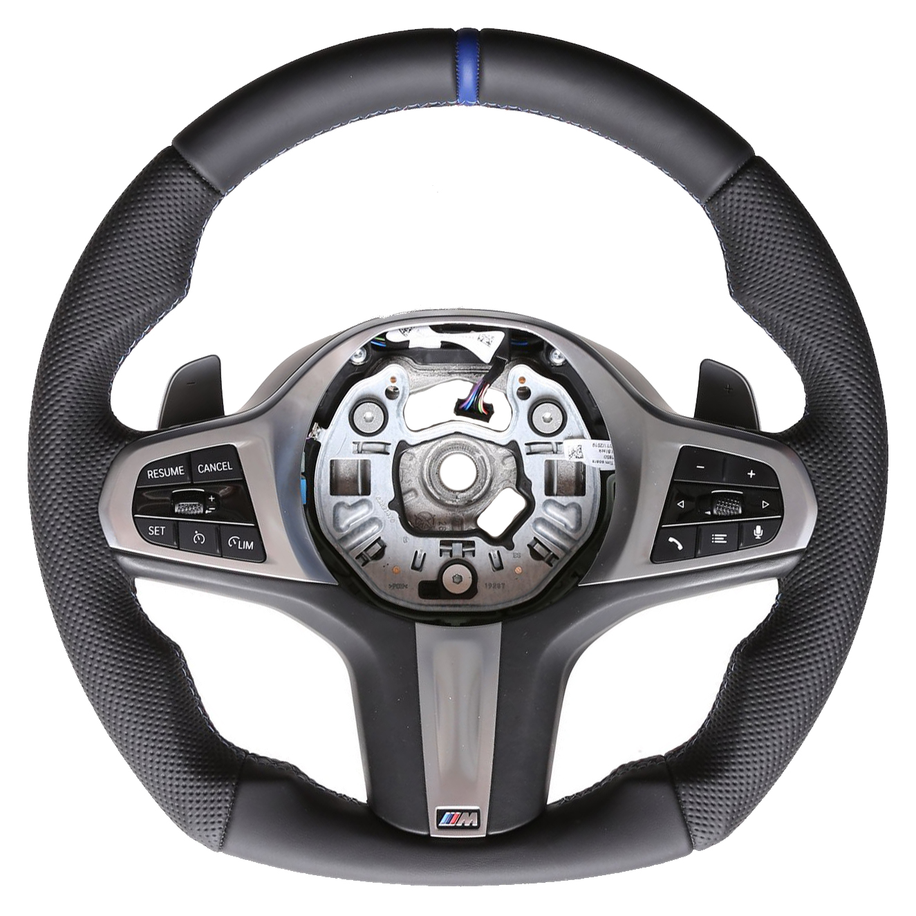 BMW Lenkrad G01 G02 G05 G06 G11 G14 G15 G16 Abgeflacht Kombibezug 12 Uhr Markierung blau M-Naht