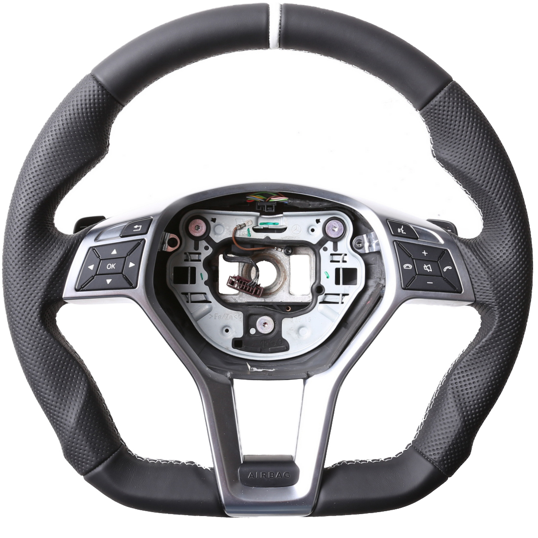 Mercedes Lenkrad C GLA SL Klasse W204 X156 R231 Abgeflacht 12Uhr Markierung silber Naht silber