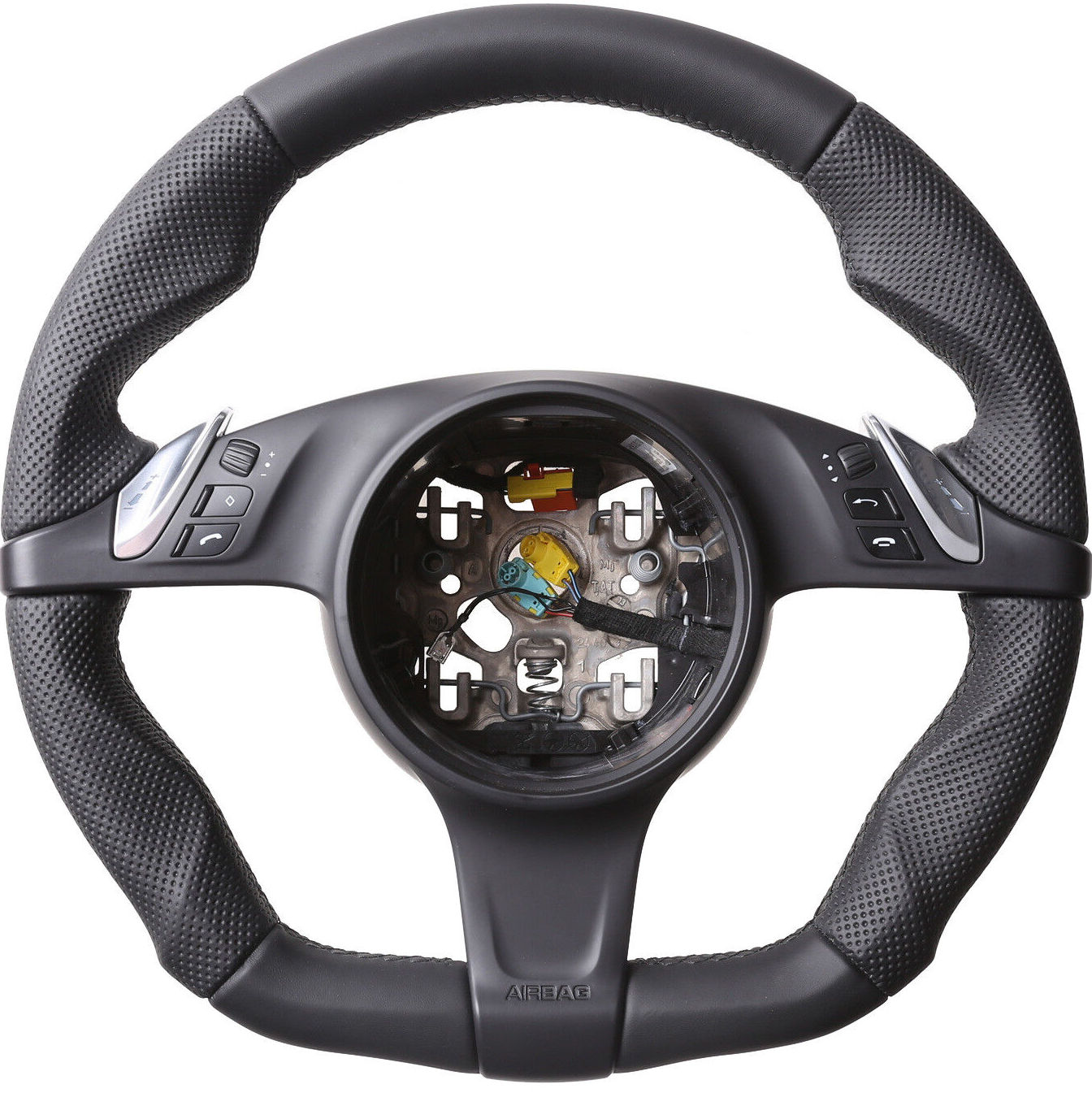 Porsche Lenkrad  911 958 970 987 997 Cayenne  Boxster Carrera Abgeflacht Kombibezug Naht schwarz