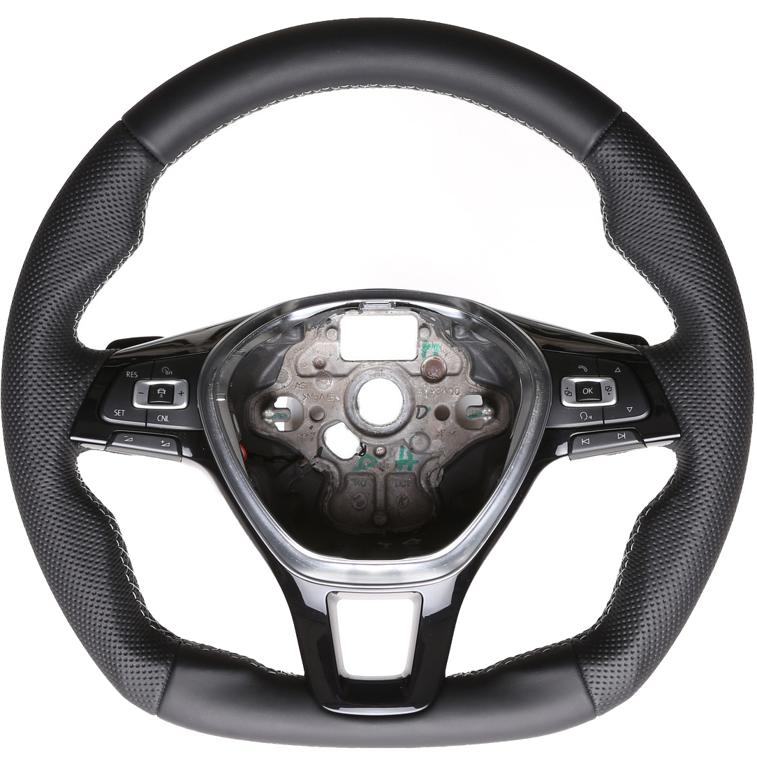 VW Lenkrad Golf 7 Passat B8 T6 Amarok Arteon Caddy Touareg T-Roc Abgeflacht Kombibezug Naht silber