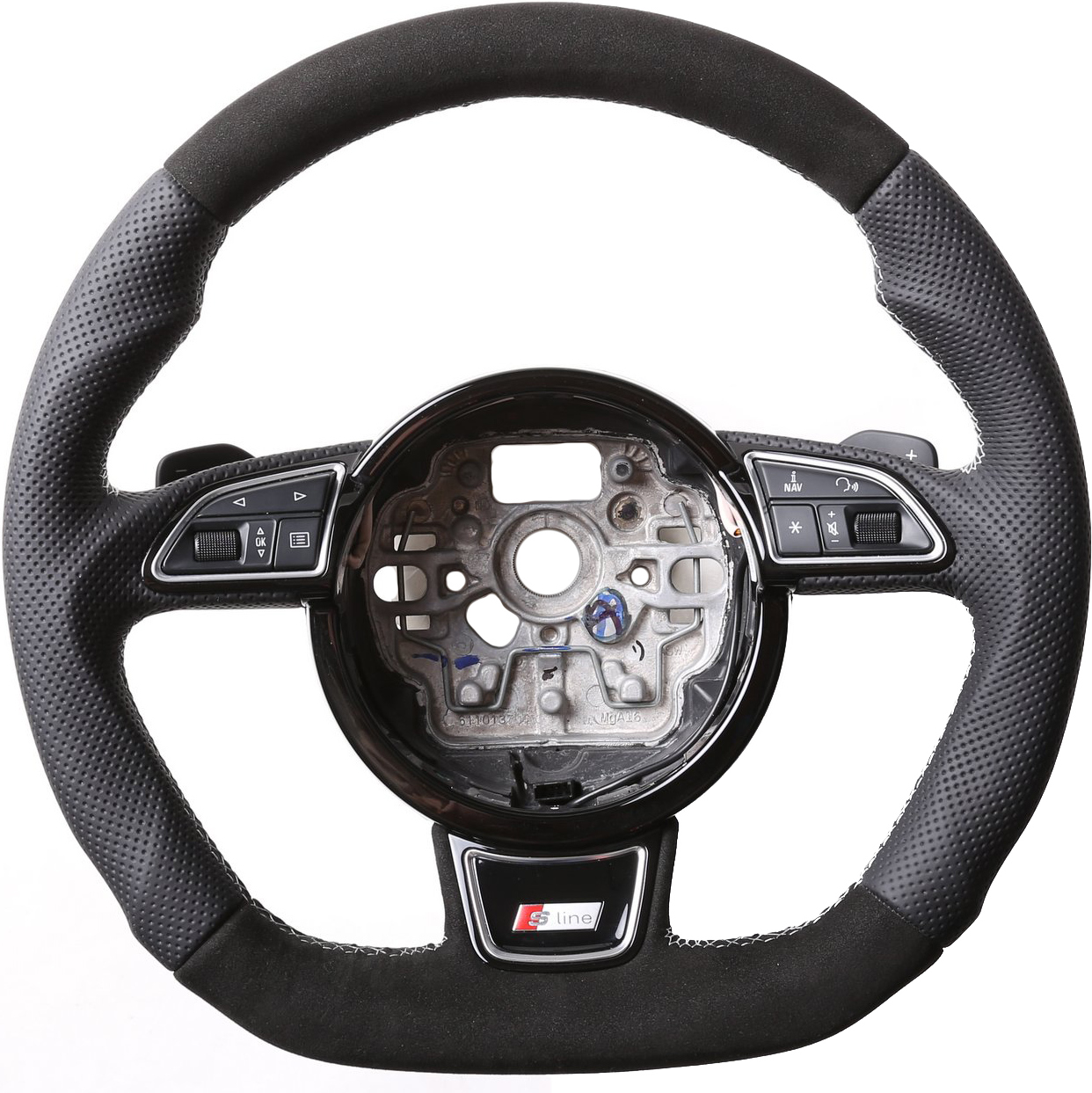 Audi Lenkrad A4 A1 S1 A6 S6 A7 A8 Q3 Abgeflacht Kombibezug Alcatara Naht silber