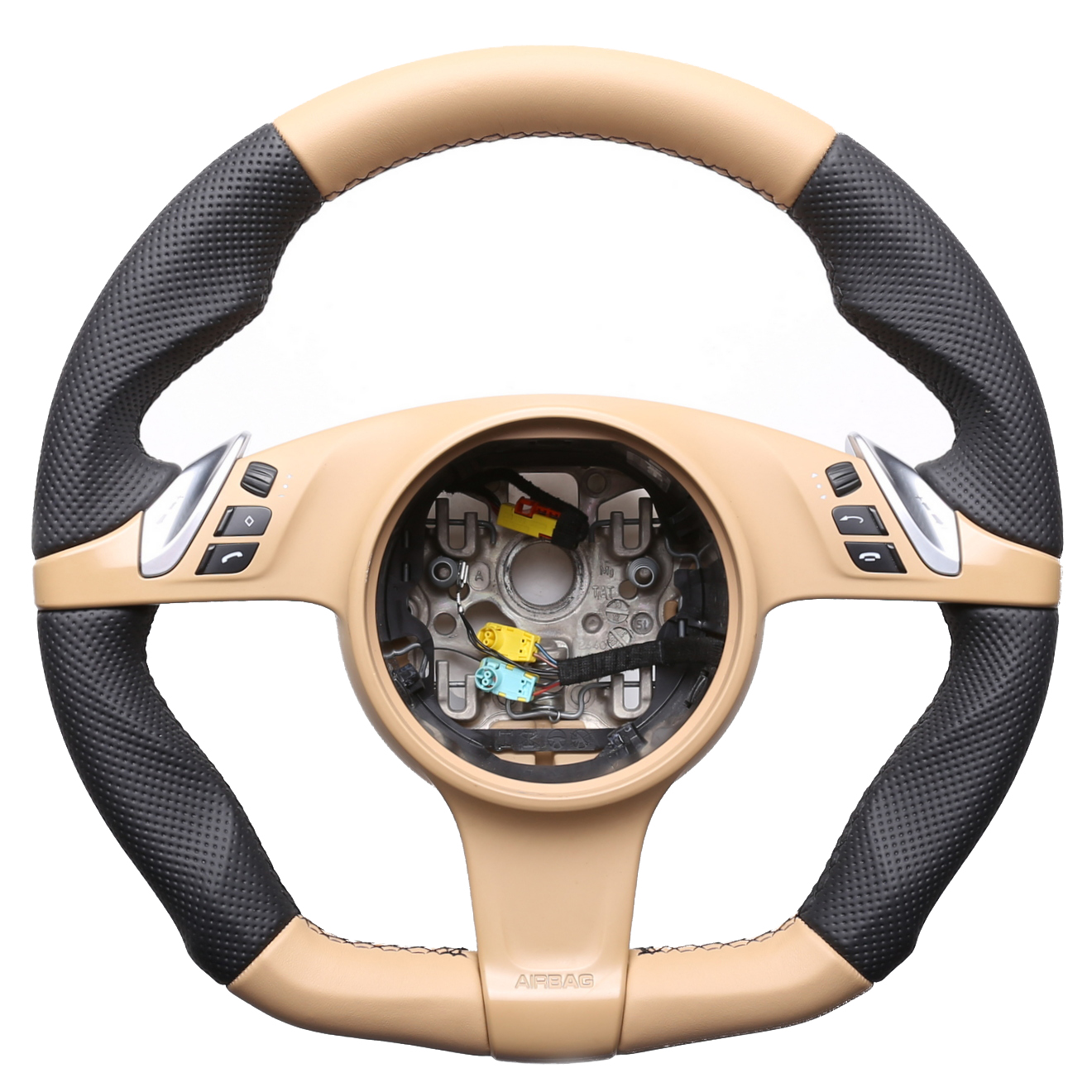 Porsche Lenkrad 911 958 970 987 997 Cayenne Boxster Carrera Abgeflacht Bicolorbezug sandbeige