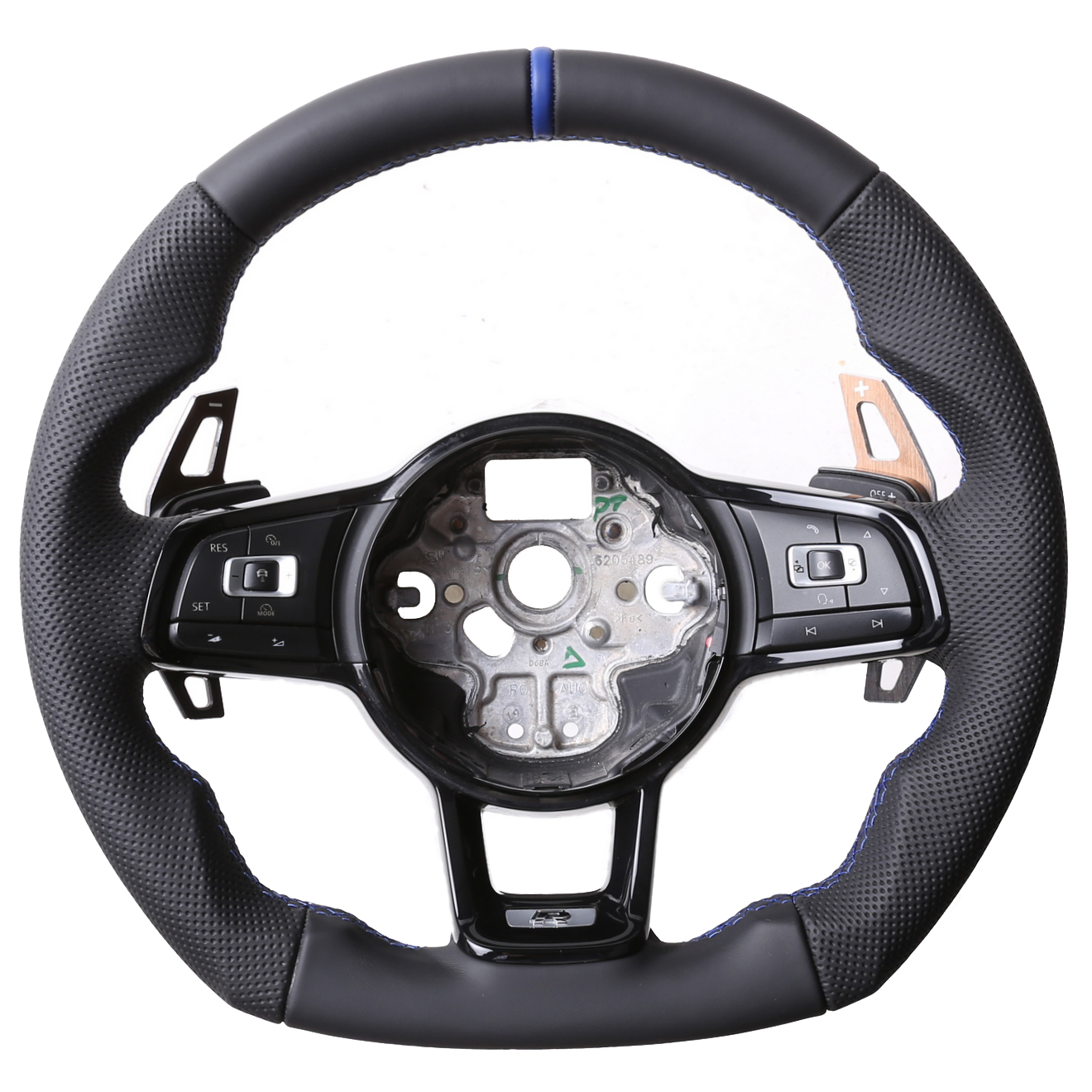 VW Lenkrad Golf 7 GTI Polo GTI GTD Polo Arteon Abgeflacht NEU Kombibezug 12 Uhr Markierung blau