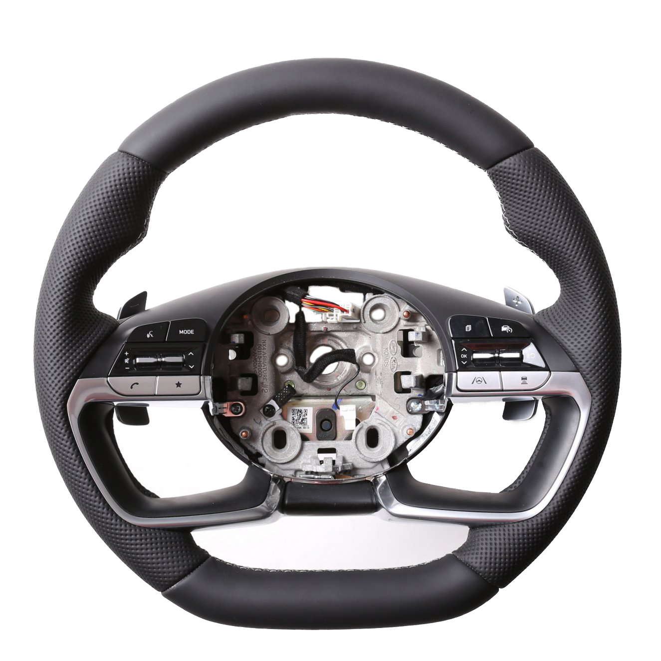 Hyundai Lenkrad Tucson i20 Abgeflacht Kombibezug mit Moosgummi Naht silber