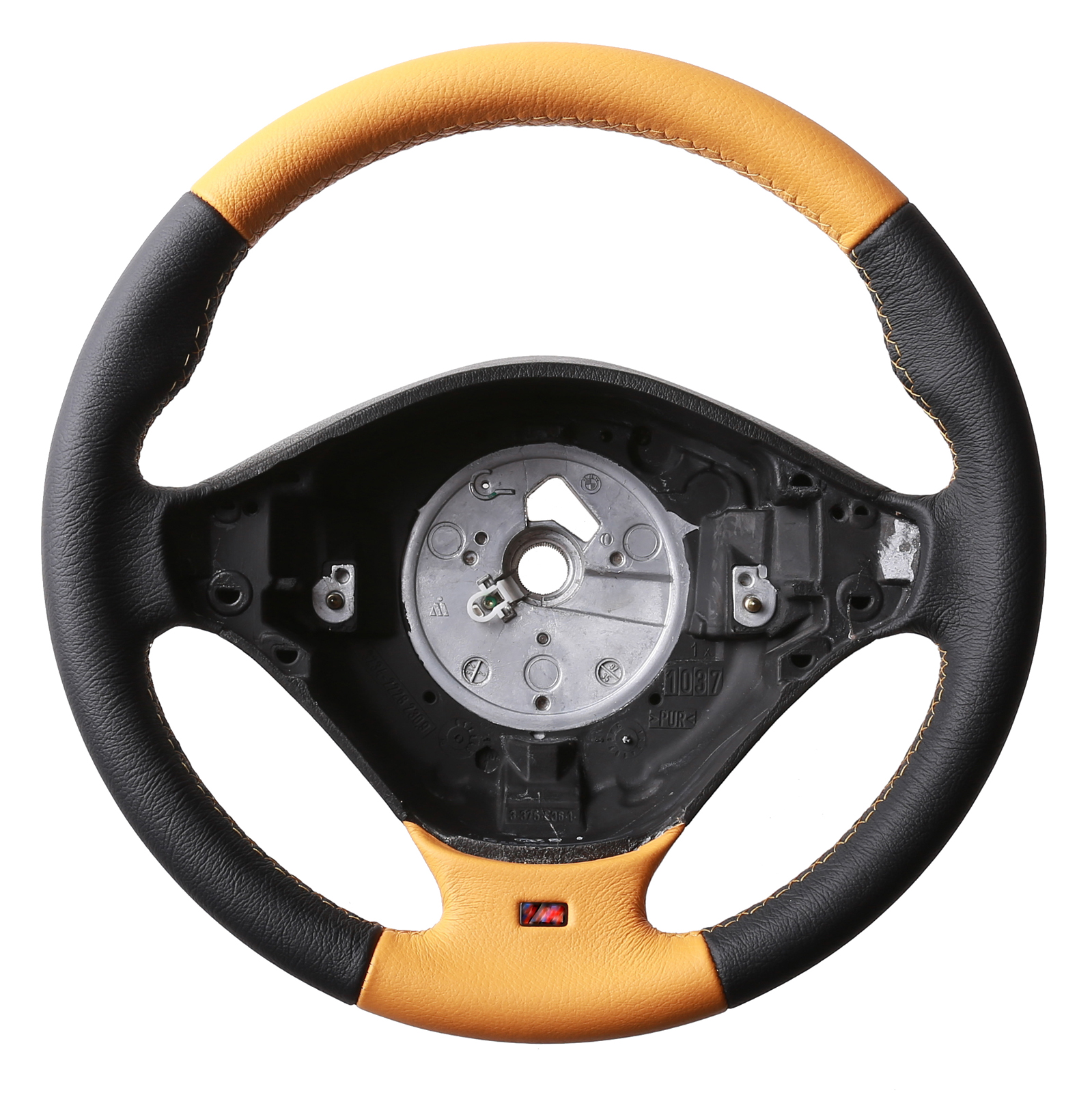 BMW Lenkrad E36 E38 E39 Z3 M-Sport nur genarbt Bicolor orange Naht orange