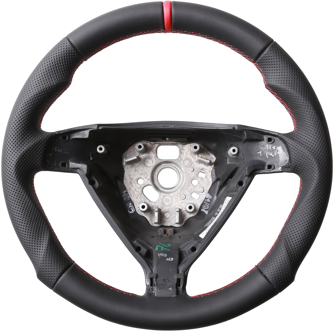 Lenkrad Porsche 911 997 Boxster Cayman 987 Tuning 12Uhr Markierung rot Kombibezug Naht rot