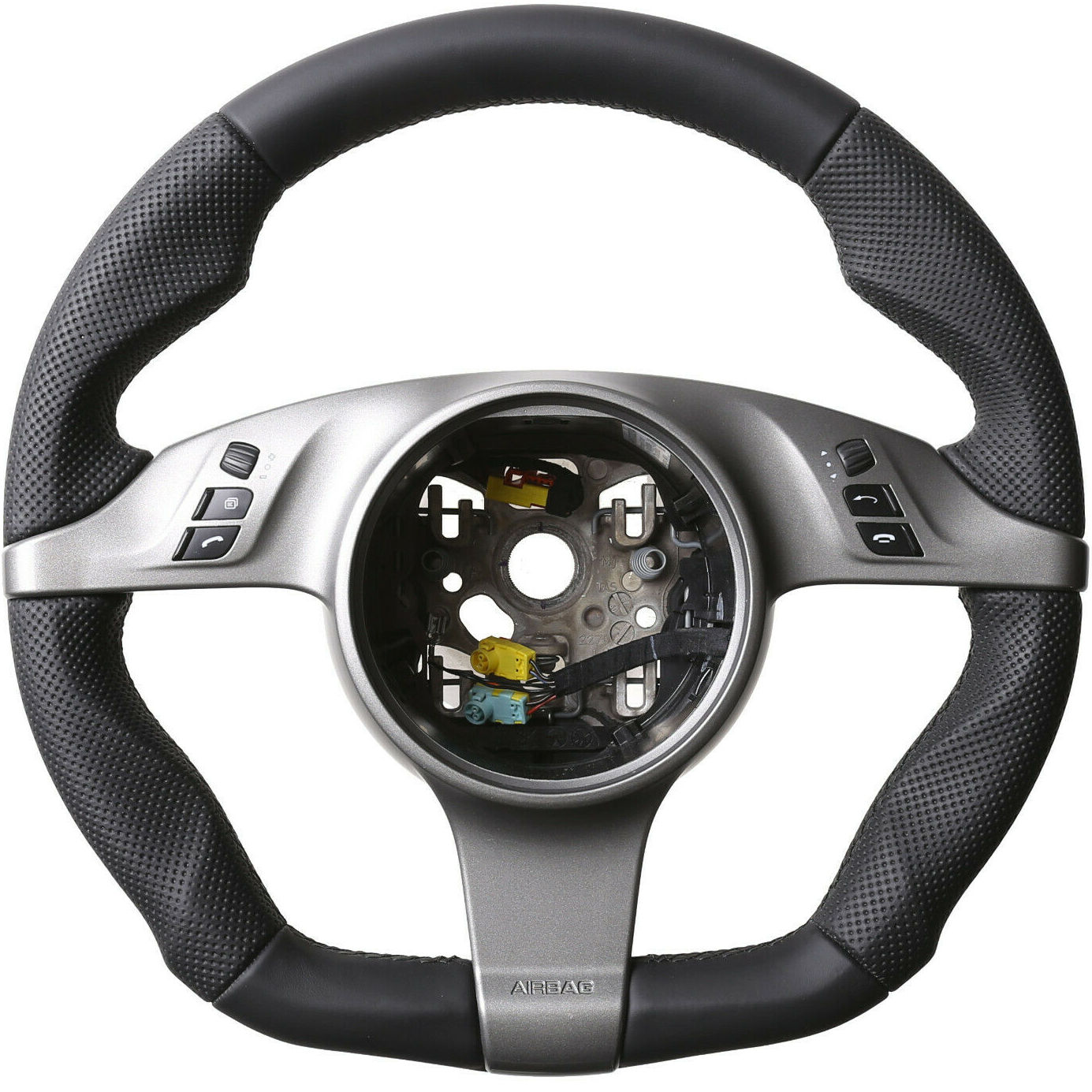 Porsche Lenkrad  911 958 970 987 997 Cayenne Boxster Carrera Abgeflacht Kombibezug Naht schwarz