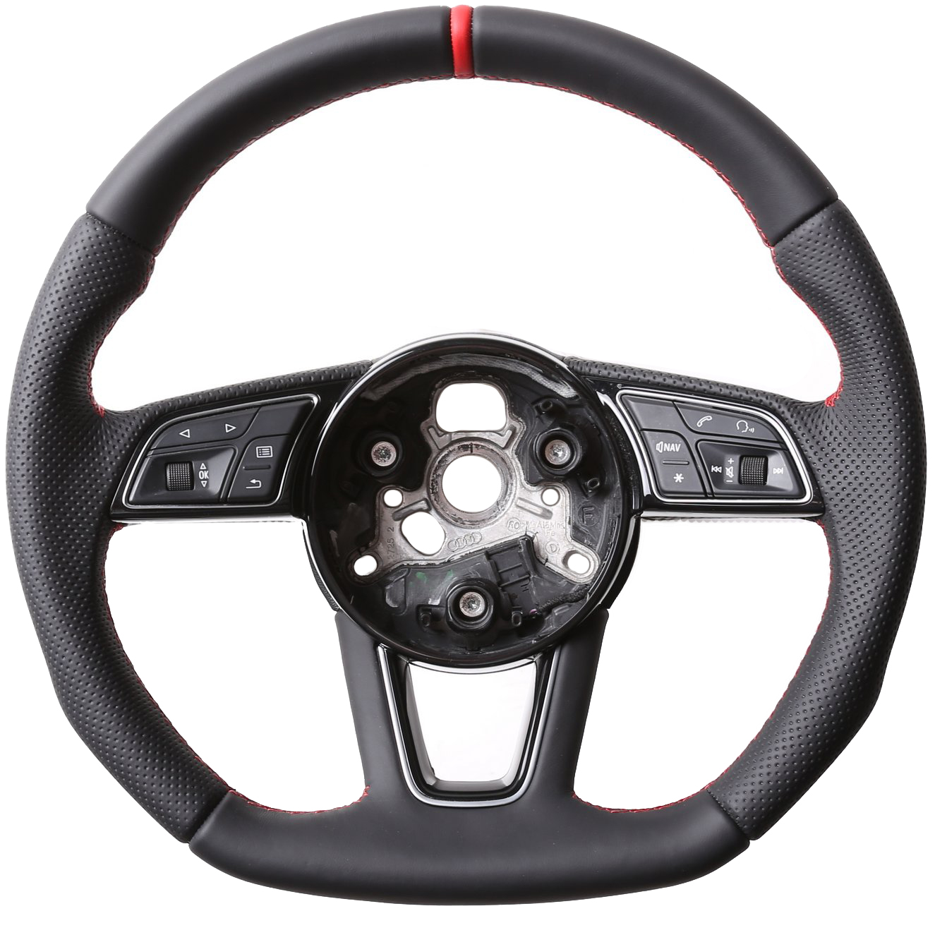 Audi Lenkrad A4 A1 S1 A3 A6 S6 A7 A8 Q3 Abgeflacht Kombibezug 12 Uhr Markierung rot Naht rot