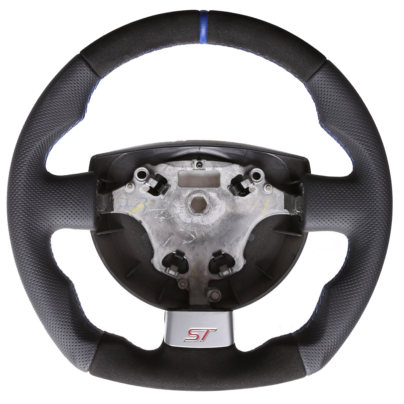 Ford Lenkrad Fiesta ST Abgeflacht NEU Kombibezug Alcantara 12 Uhr Markierung blau Naht blau