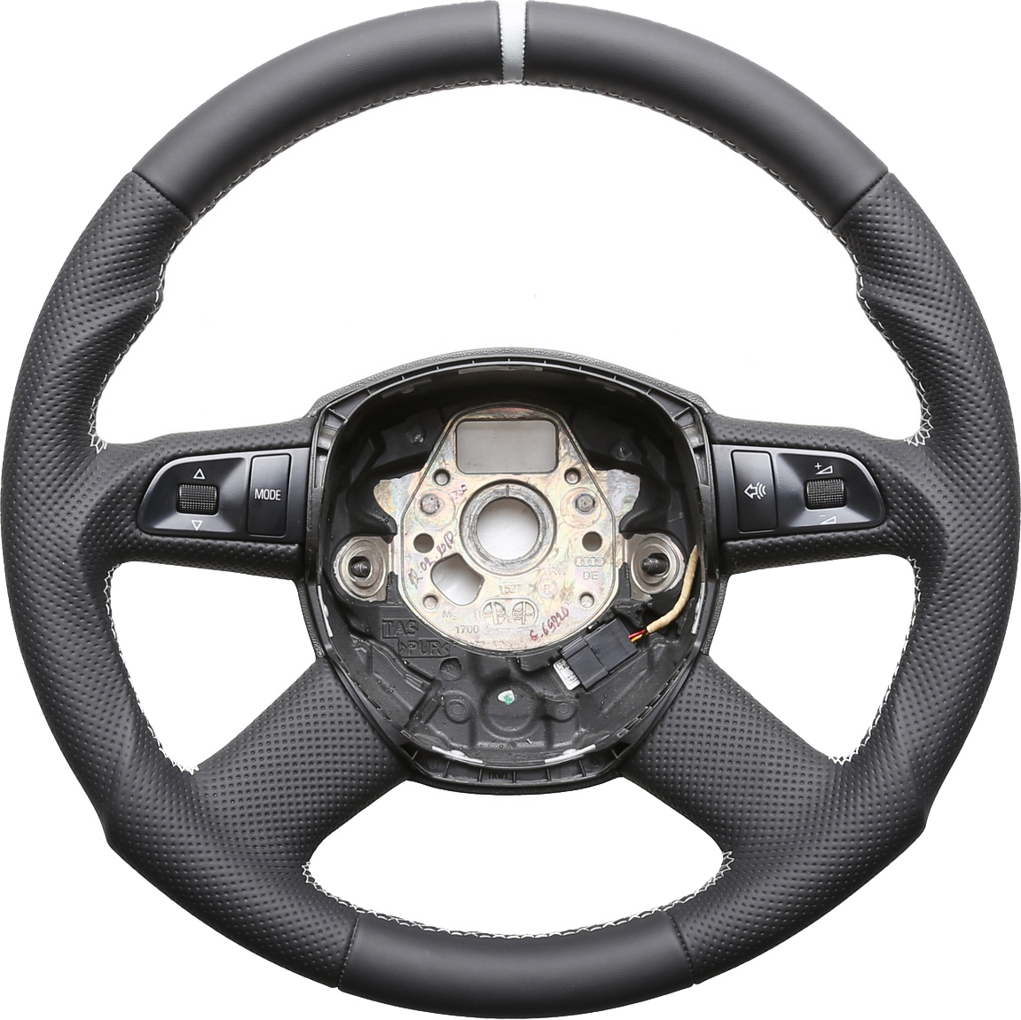 Audi Lenkrad A3 A4 A6 A8 Q5 Q7 Tuning Kombibezug 12 Uhr Markierung silber Naht silber