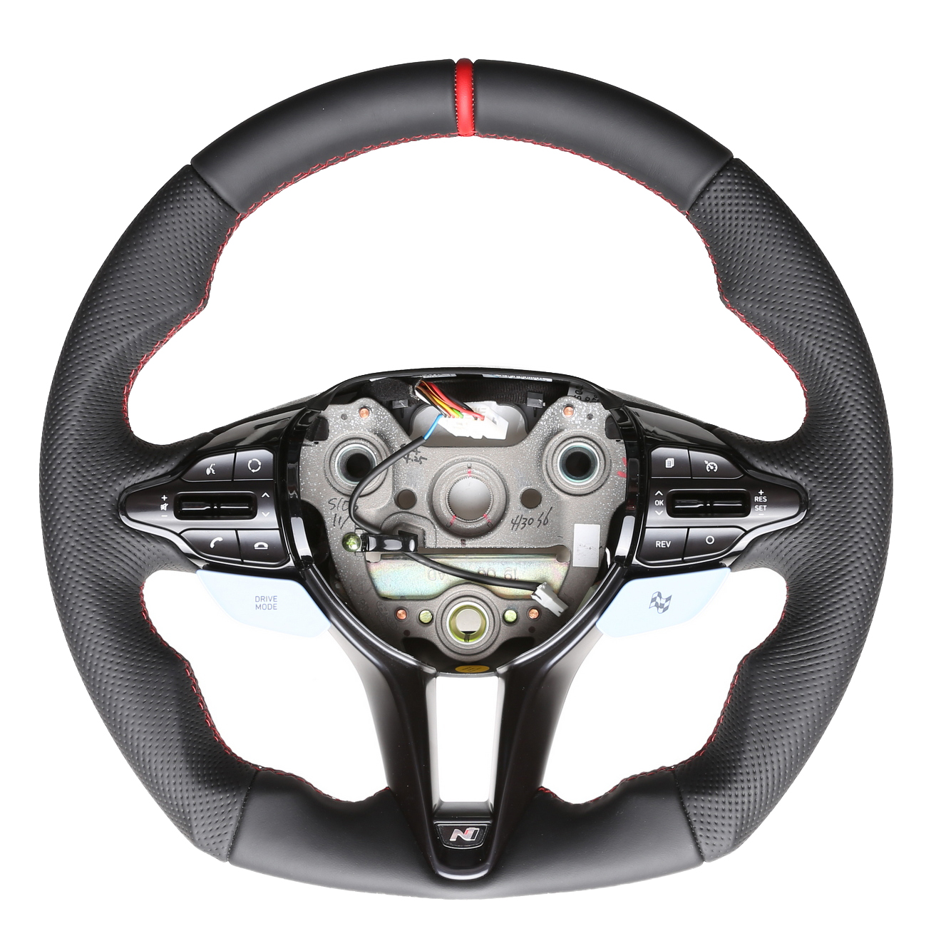 Hyundai Lenkrad i30N Kona Abgeflacht NEU Kombibezug 12 Uhr Markierung rot Naht rot