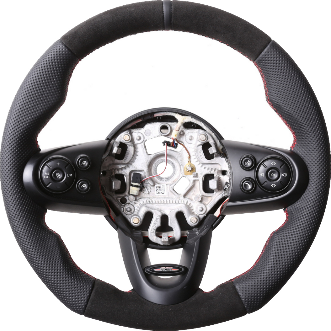 Mini Lenkrad One Cabrio F55 F56 F57 Tuning Kombibezug Alcantara 12 Uhr Markierung Naht rot