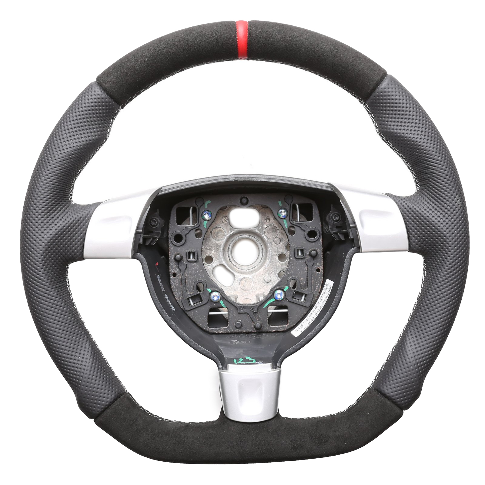 Porsche Lenkrad 911 997 Boxster Cayman 987 Abgeflacht Kombibezug Alcantara 12 Uhr Markierung rot