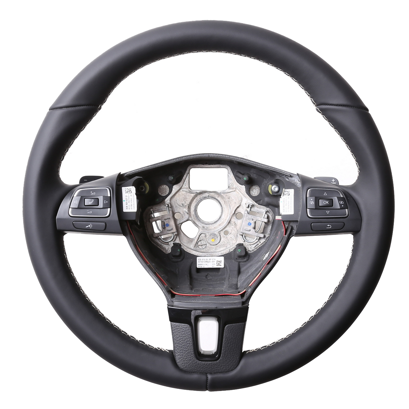 VW Lenkrad T5 Passat 3C Golf 6 Sharan Amarok nur Nappa Naht silber