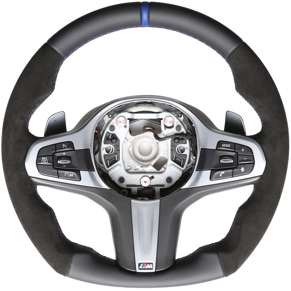 BMW Lenkrad G01 G02 G05 G06 G11 G14 G15 G16 Abgeflacht Kombibezug 12 Uhr Markierung blau M-Naht