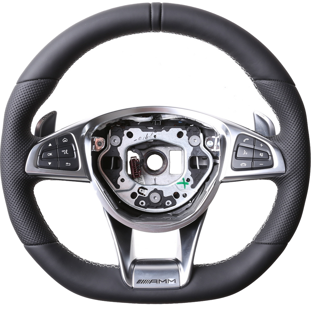 Mercedes Lenkrad C E GLE SL Klasse W205 W213 W292 R231 Kombibezug 12 Uhr Markierung Naht silber