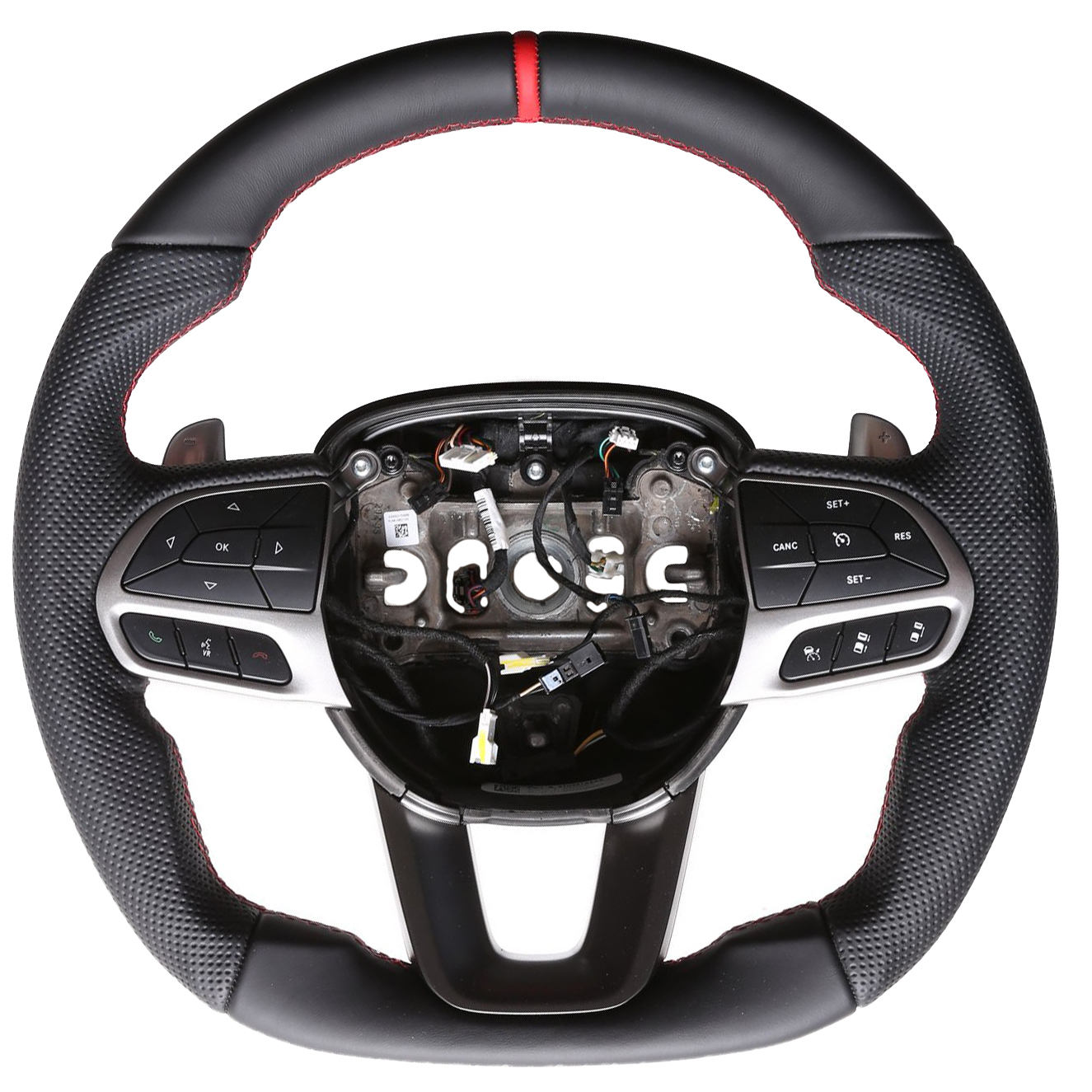 Dodge Lenkrad Challenger Charger Durango Abgeflacht NEU Kombibezug 12 Uhr Markierung rot Naht rot