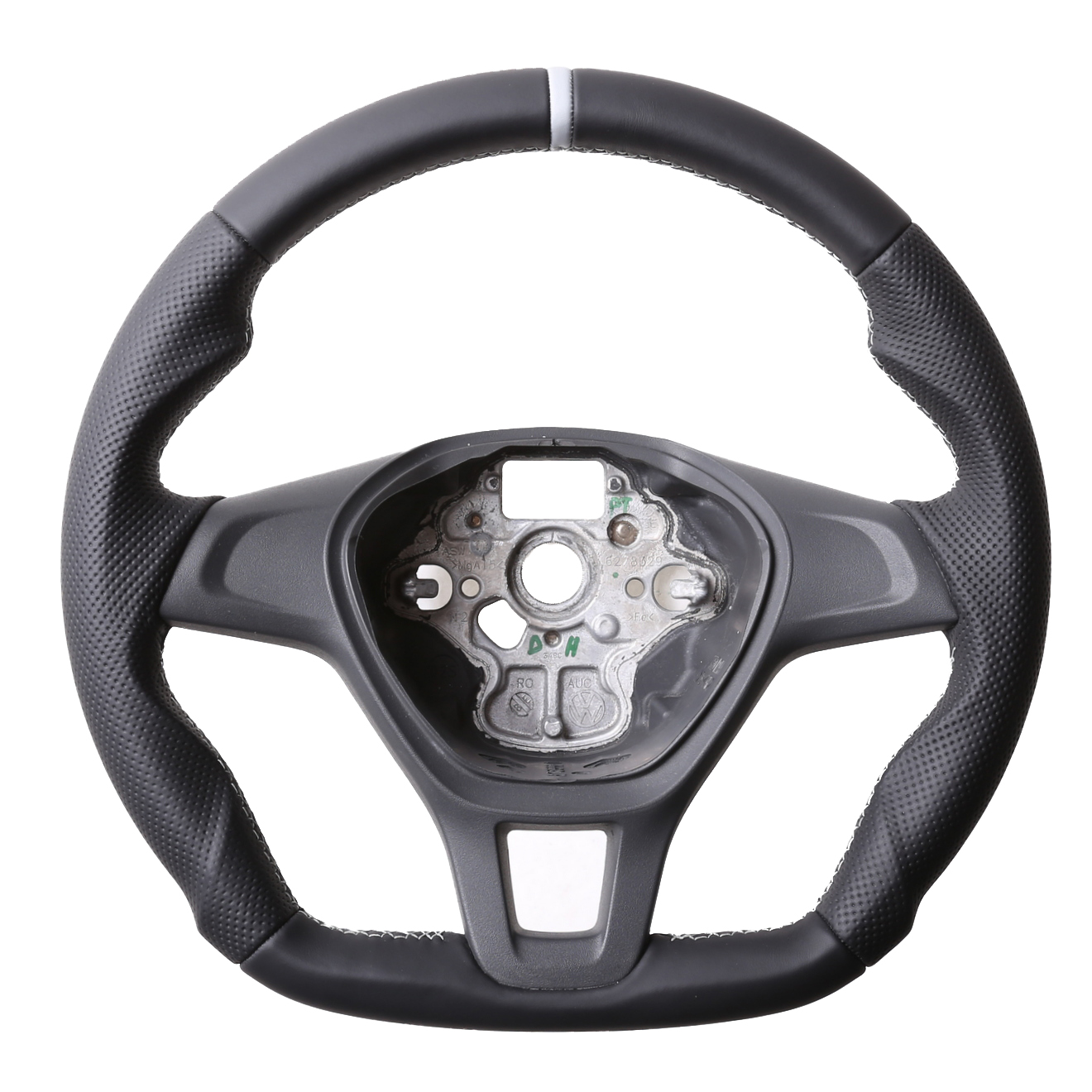 VW Lenkrad Golf 7 Passat B8 T6 Amarok Arteon Abgeflacht 12 Uhr Markierung silber Kombibezug