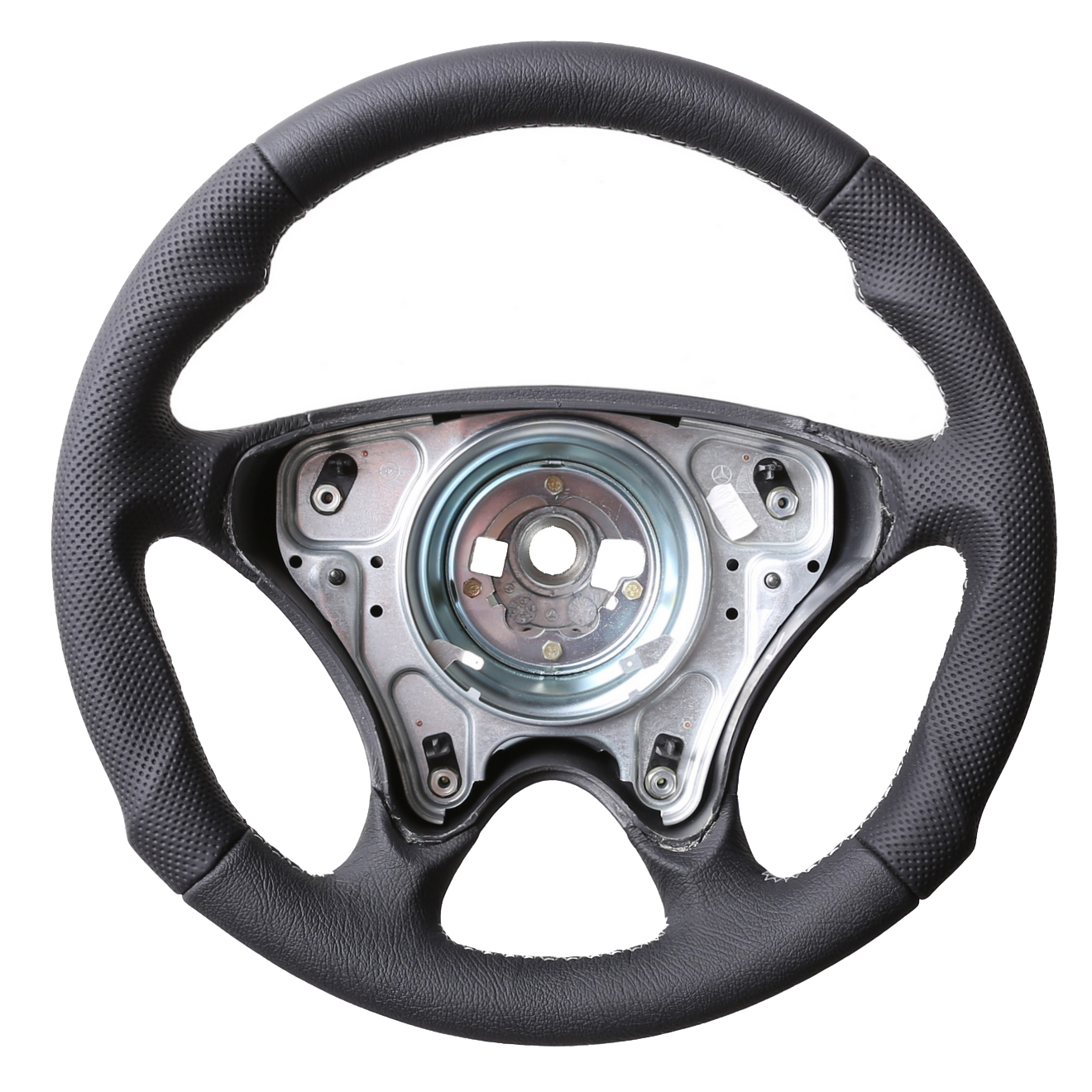 Mercedes Lenkrad W202 C Klasse R129 SL R170 SLK Tuning Kombibezug genarbt Naht silber