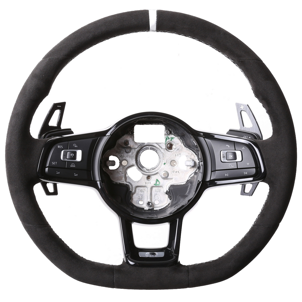 VW Lenkrad Golf 7 GTI Polo GTI GTD Polo Arteon Alcantara 12 Uhr Markierung Naht silber