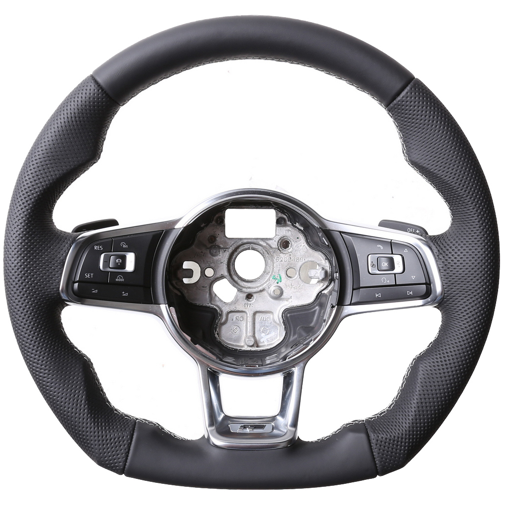 VW Lenkrad Golf 7 GTI Polo GTI GTD Polo Arteon Abgeflacht NEU Kombibezug Naht silber