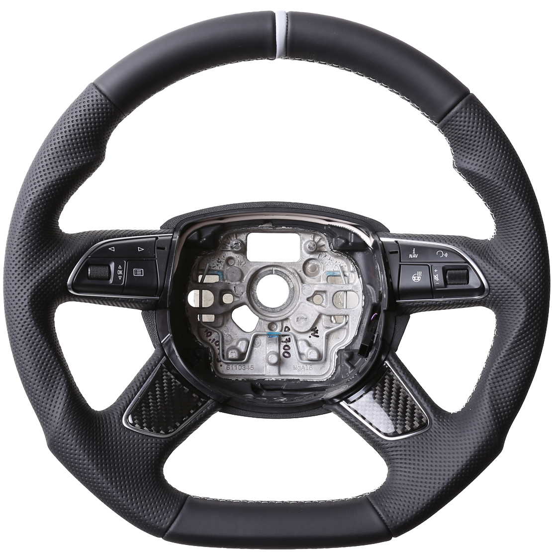 Audi Lenkrad A3 A4 A6 A8 Q3 Q5 Abgeflacht Kombibezug 12 Uhr Markierung silber Naht silber