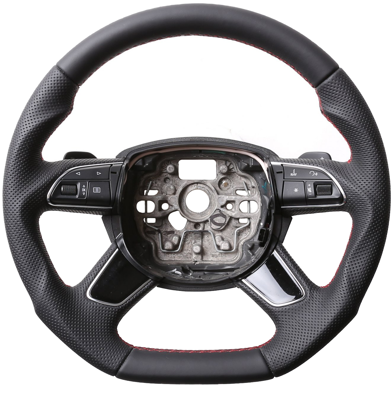 Audi Lenkrad A3 A4 A6 A8 Q3 Q5 Abgeflacht Kombibezug Naht rot