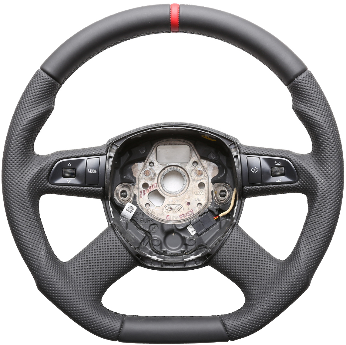 Audi Lenkrad A3 A4 A6 A8 Q5 Q7 Abgeflacht MFL 12Uhr Markierung rot Kombiebzug Naht schwarz