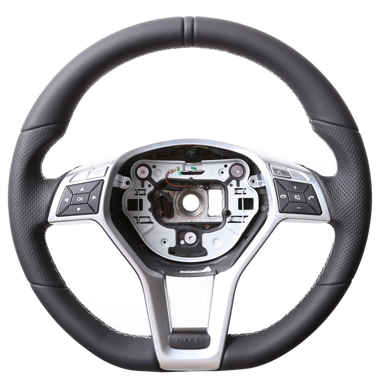 Mercedes Lenkrad C GLA SL Klasse W204 X156 R231 Kombibezug 12 Uhr Markierung silber Naht silber