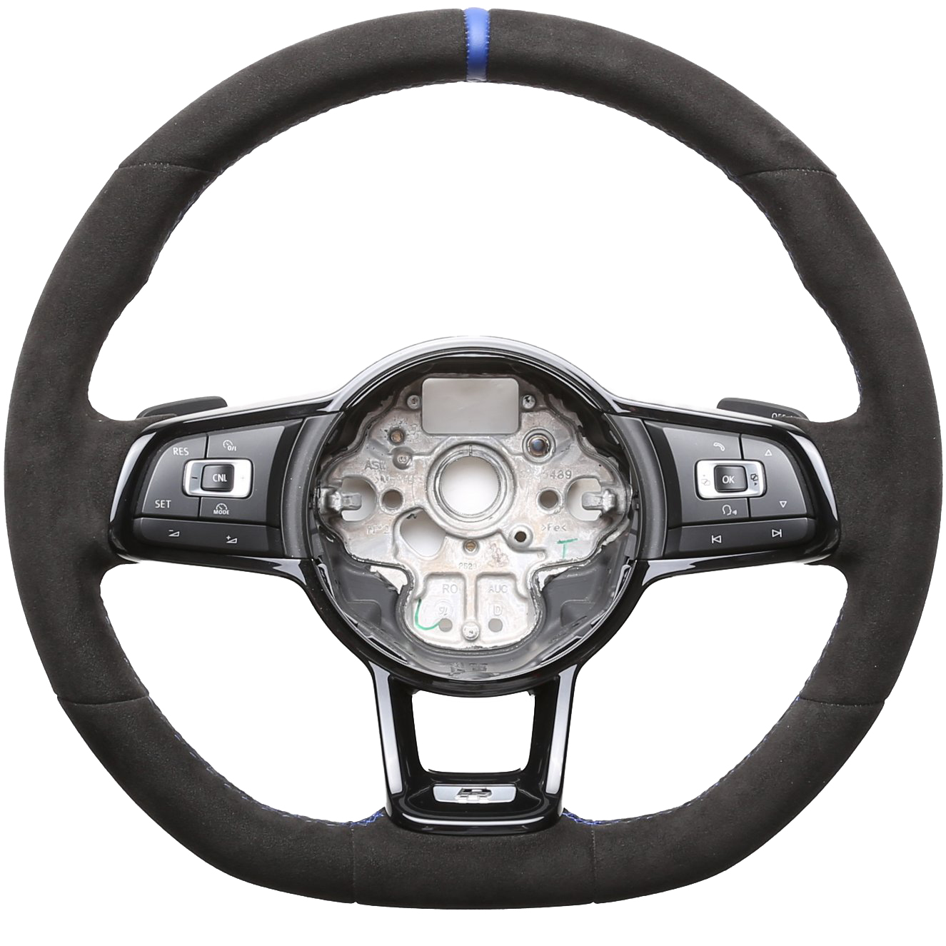 VW Lenkrad Golf 7 GTI Polo GTI GTD Polo Arteon Alcantara 12 Uhr Markierung blau Naht blau