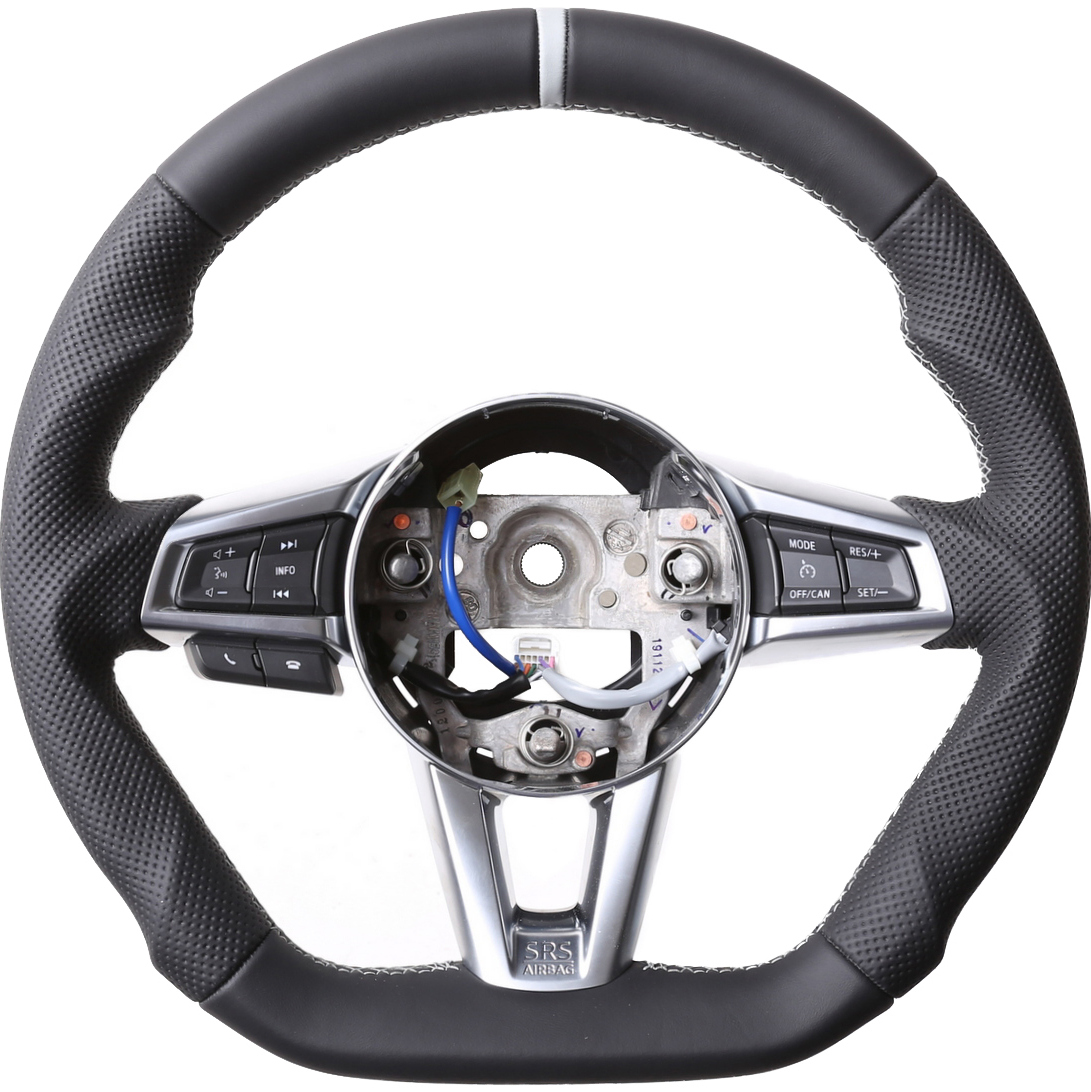 Fiat Lenkrad 124 Spider Abgeflacht Kombibezug 12Uhr Markierung silber Naht silber