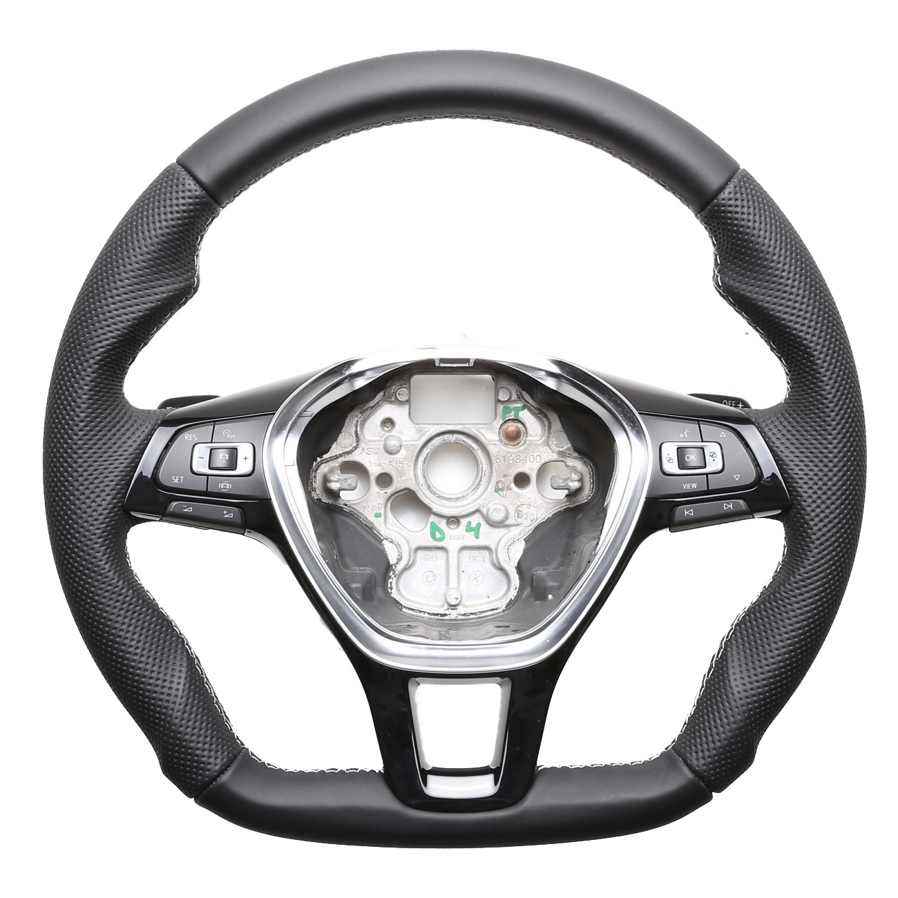 VW Lenkrad Golf 7 Passat B8 T6 Amarok Arteon Caddy Touareg T-Roc Abgeflacht Kombibezug Naht silber