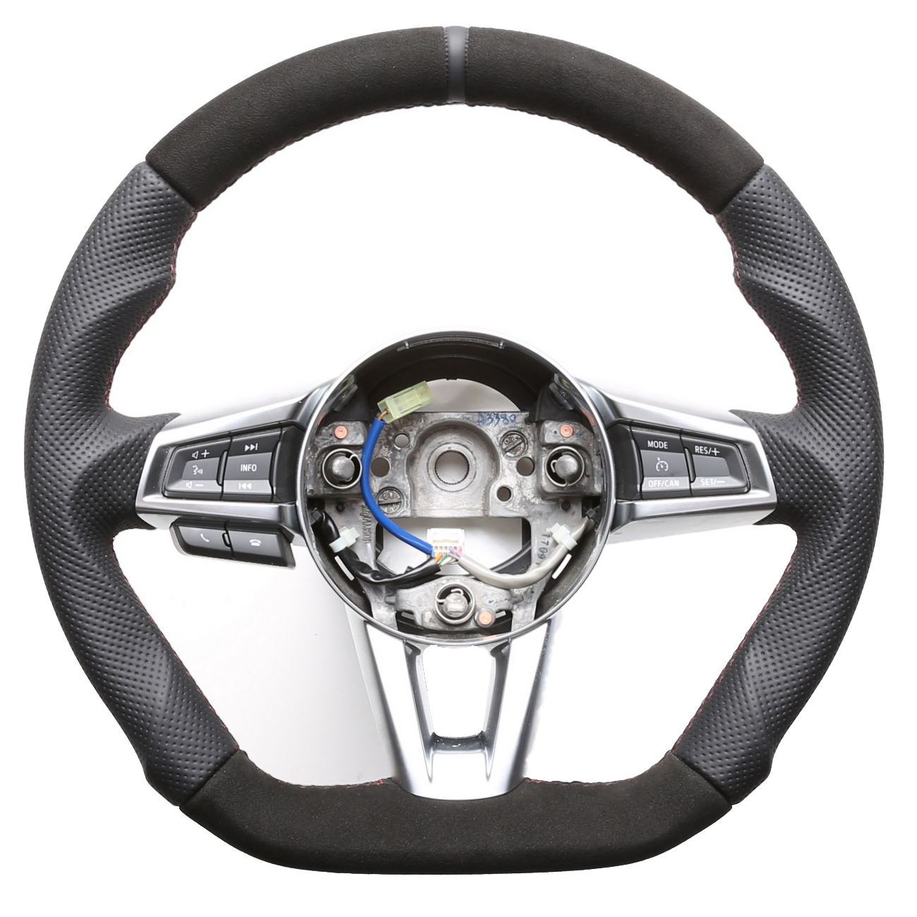 Mazda Lenkrad MX 5 Abgeflacht Alcantara 12 Uhr Markierung Naht dunkelrot