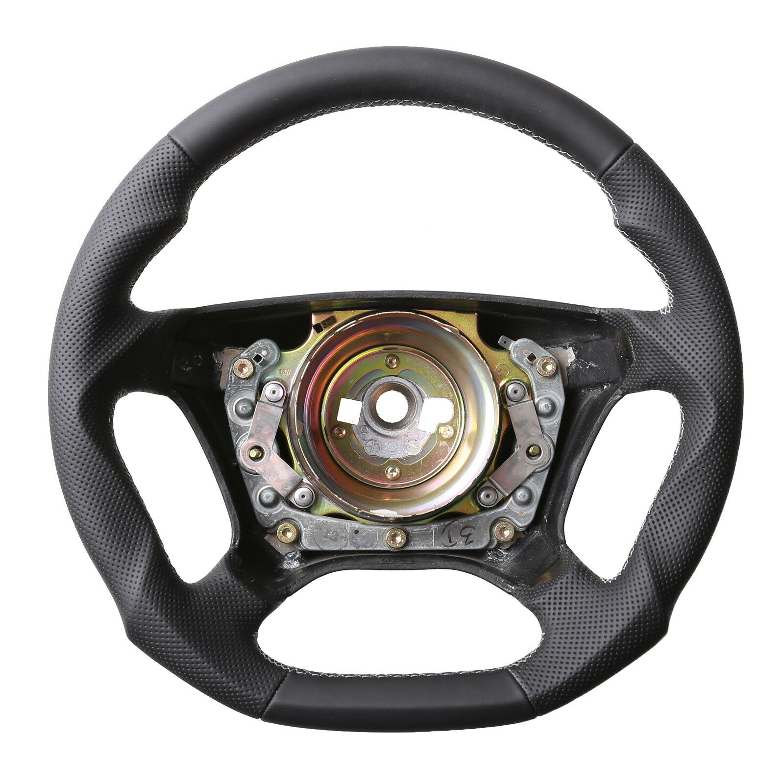 Mercedes Lenkrad W202 W124 W210 W140 C E S Klasse Abgeflacht Kombibezug Naht silber