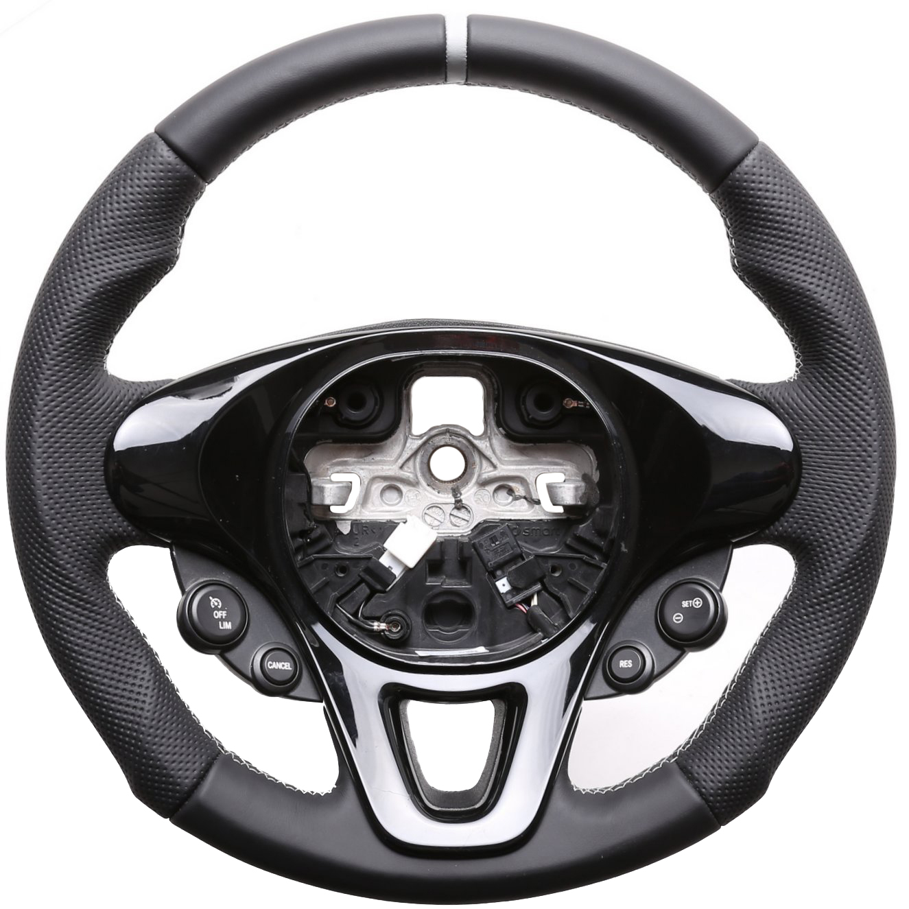 Smart Lenkrad Fortwo Turbo Sport Tuning Kombibezug 12 Uhr Markierung silber Naht silber