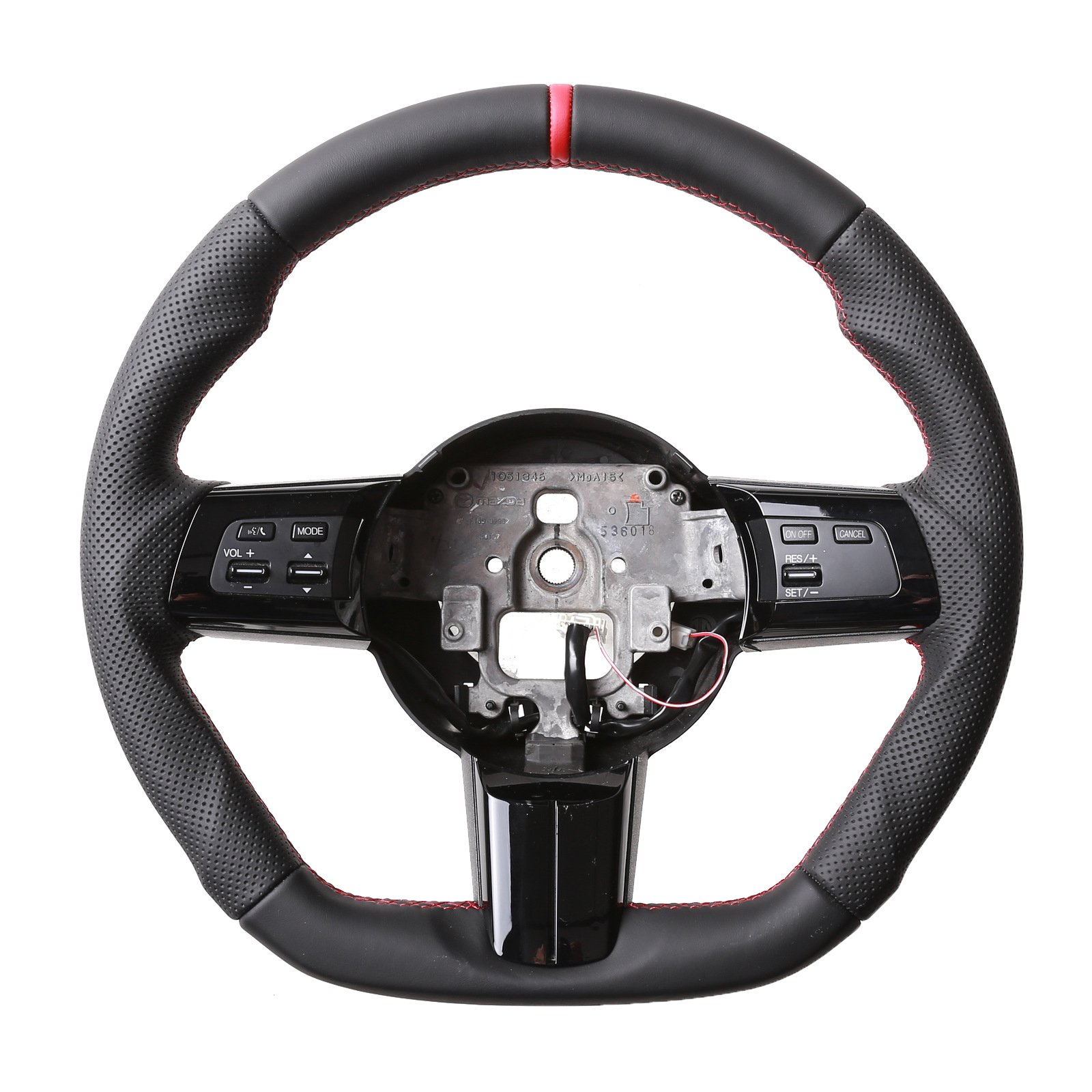 Mazda Lenkrad MX 5 Abgeflacht 12Uhr Markirung rot Kombibezug Naht rot