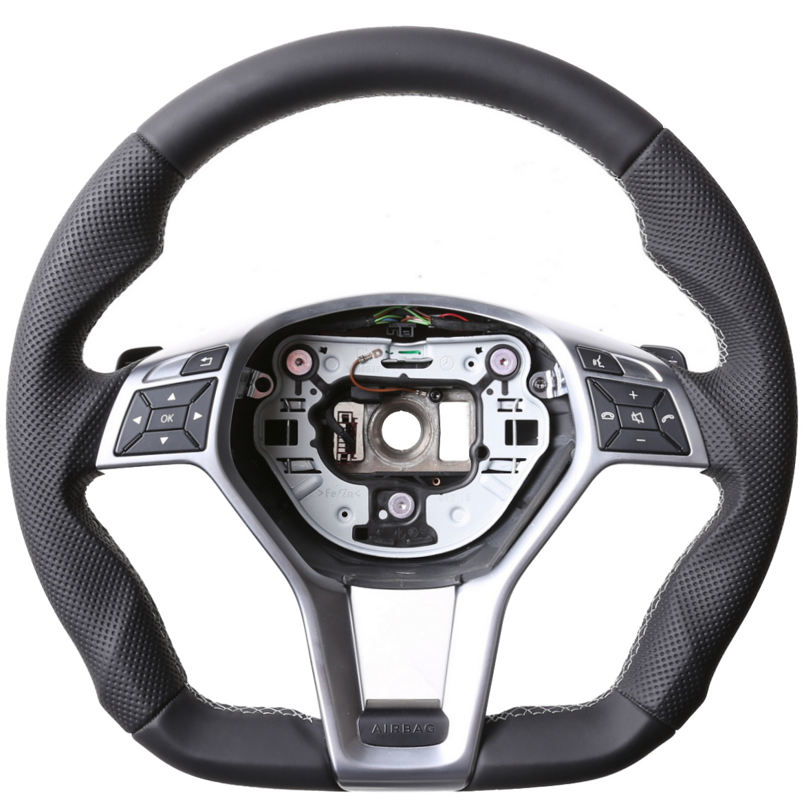 Mercedes Lenkrad C GLA SL Klasse W204 X156 R231 Abgeflacht Kombibezug Naht silber