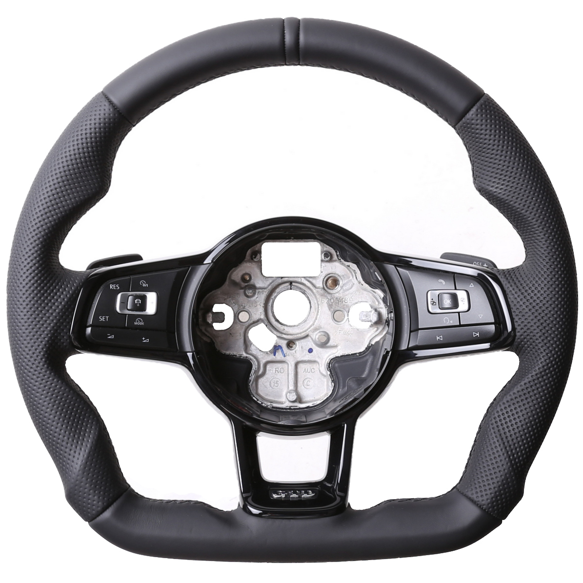 VW Lenkrad Golf 7 GTI GTD Polo Arteon T-Roc Abgeflacht Kombibezug 12Uhr Markierung Naht schwarz