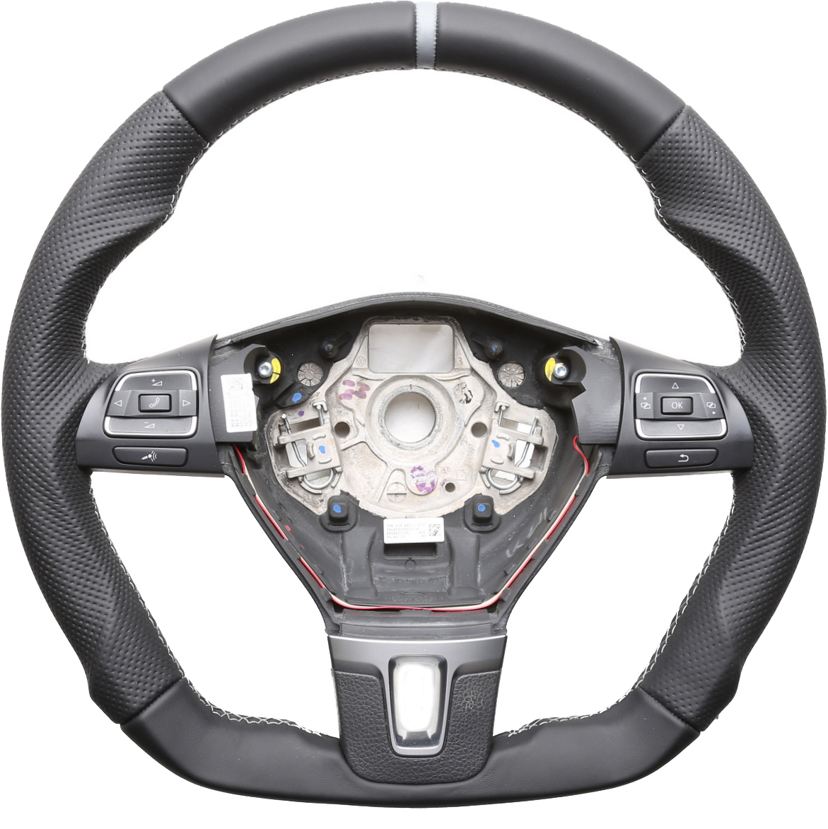 VW Lenkrad Golf 6 Caddy Tiguan Touran T5 Passat 3C Amarok Abgeflacht Kombibezug 12 Uhr Markierung