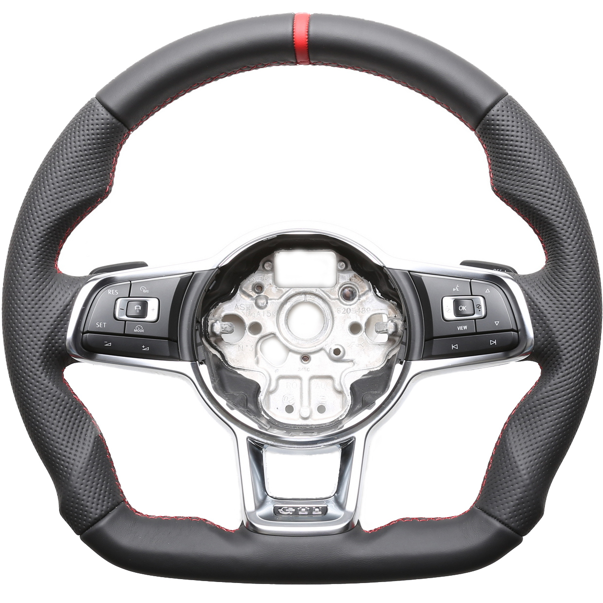 VW Lenkrad Golf 7 GTI GTD Polo R6 DSG Arteon Abgeflacht Kombibezug 12Uhr Markierung rot Naht rot