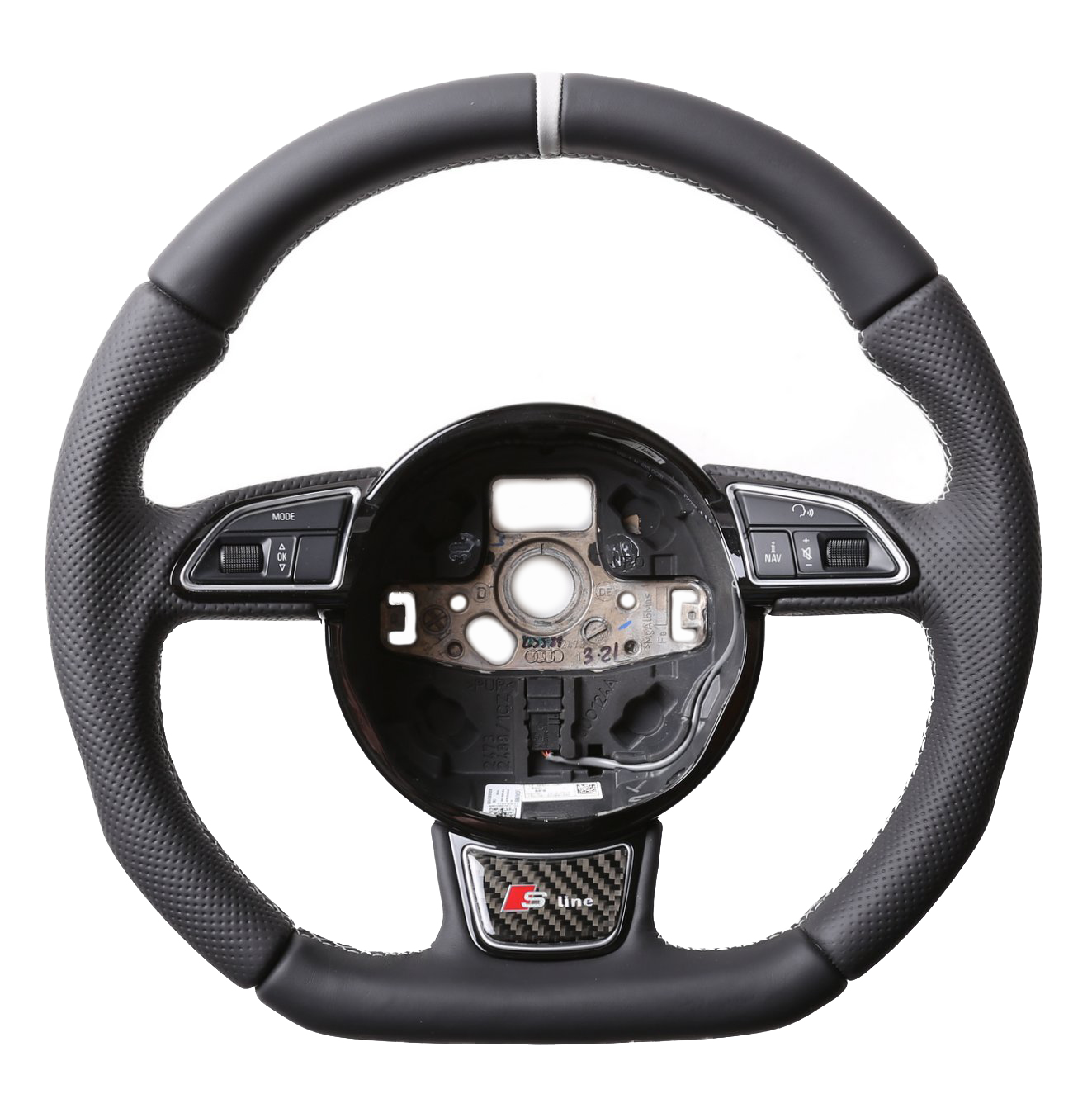 Audi Lenkrad A4 A1 S1 A6 S6 A7 A8 Q3 Abgeflacht Kombibezug 12 Uhr Markierung Naht silber