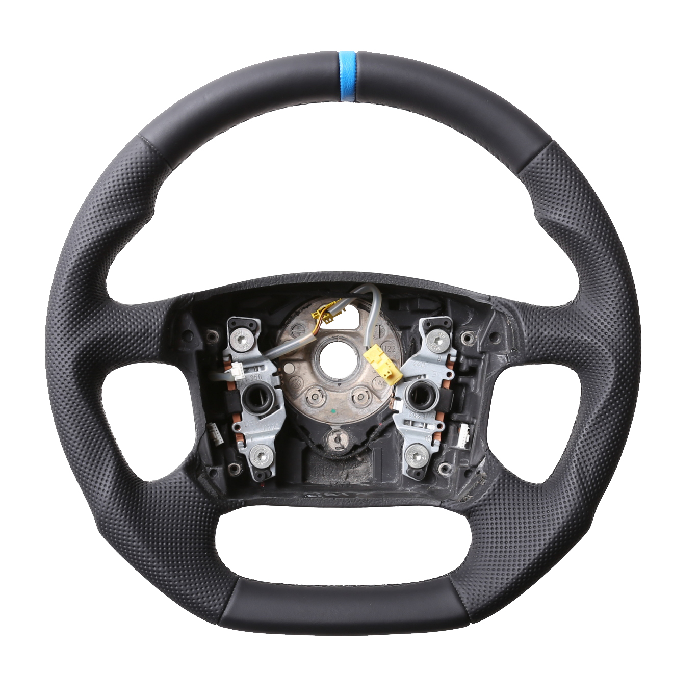 Seat Lenkrad Alhambra Abgeflacht Kombibezug 12 Uhr Markierung hellblau Naht schwarz