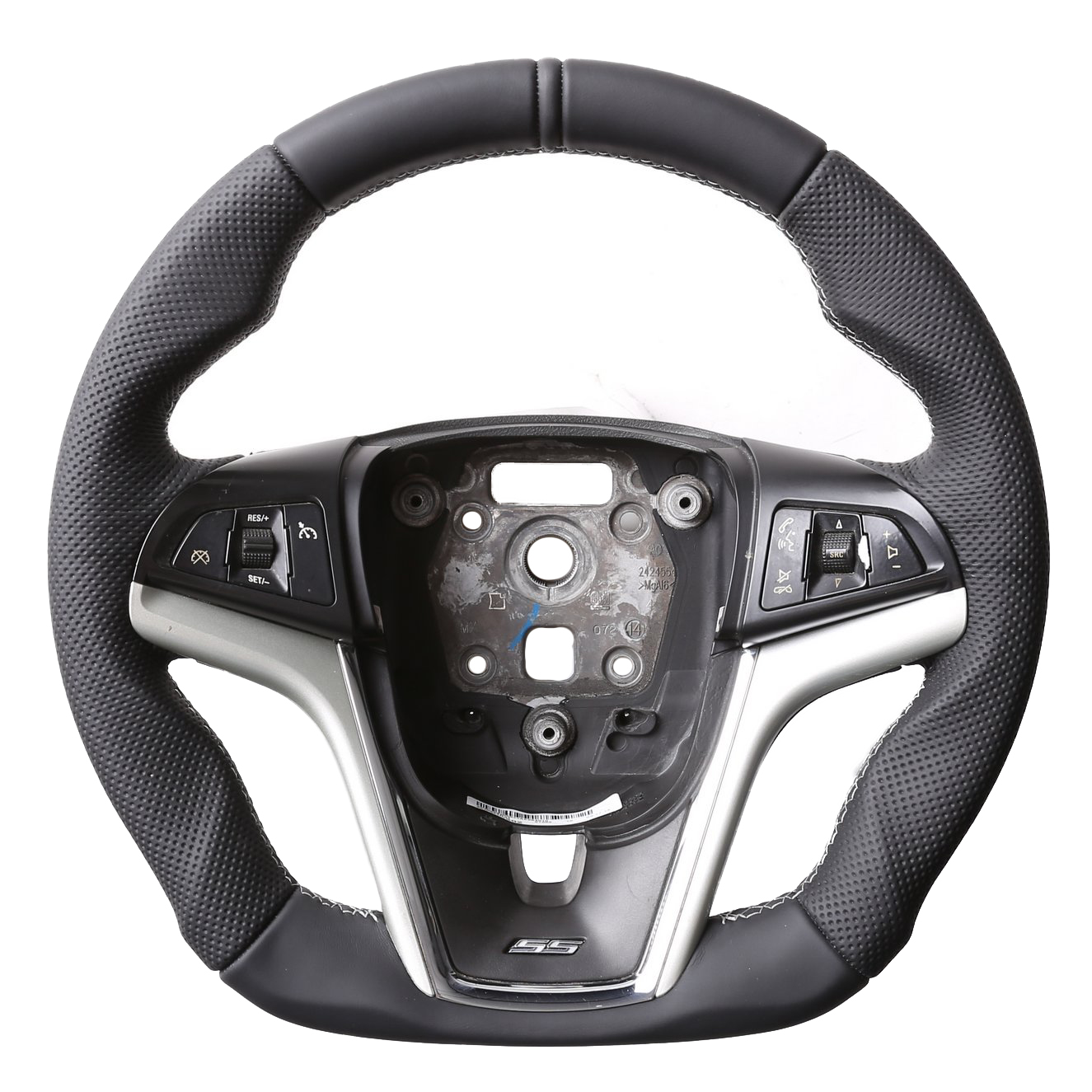 Chevrolet Lenkrad Camaro SS Abgeflacht Kombibezug 12 Uhr Markierung Naht silber